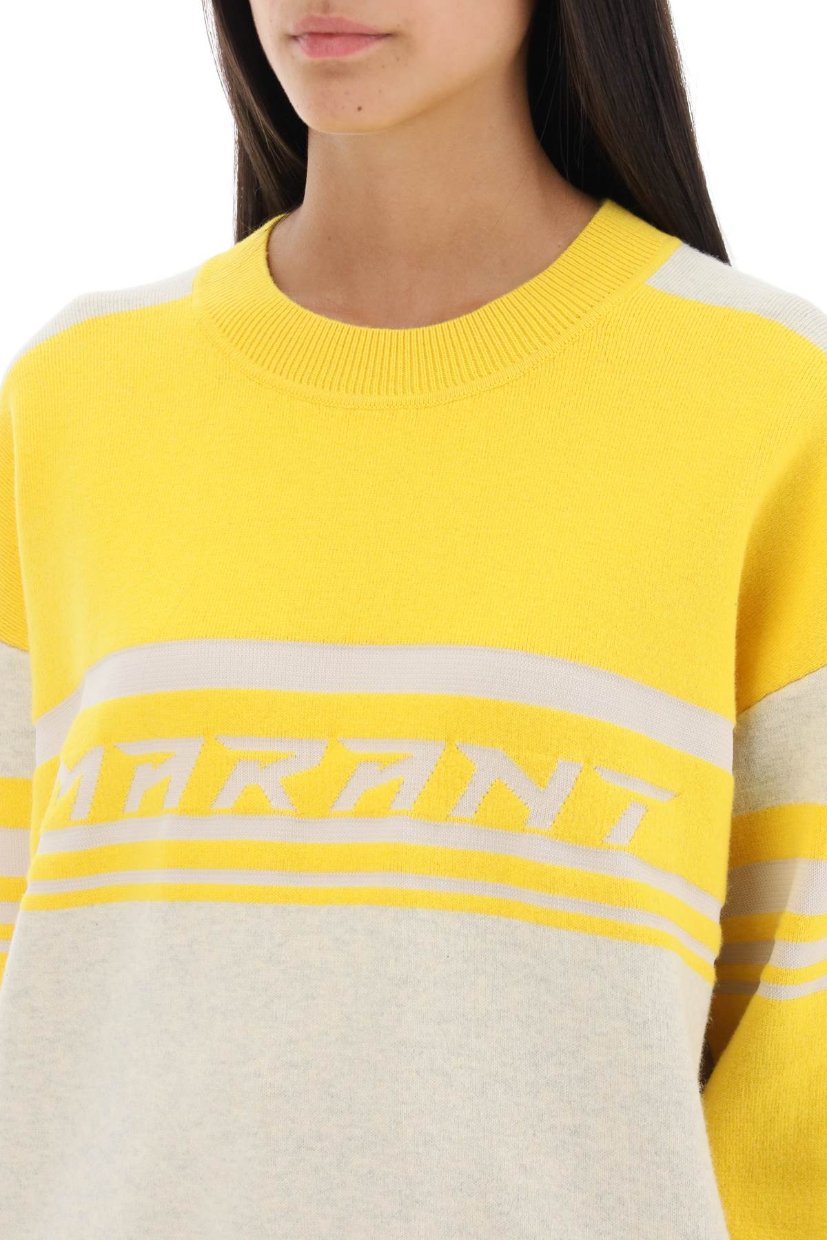 Shop Isabel Marant Étoile Callie Jacquard Logo Sweater In Sunshine (grey)
