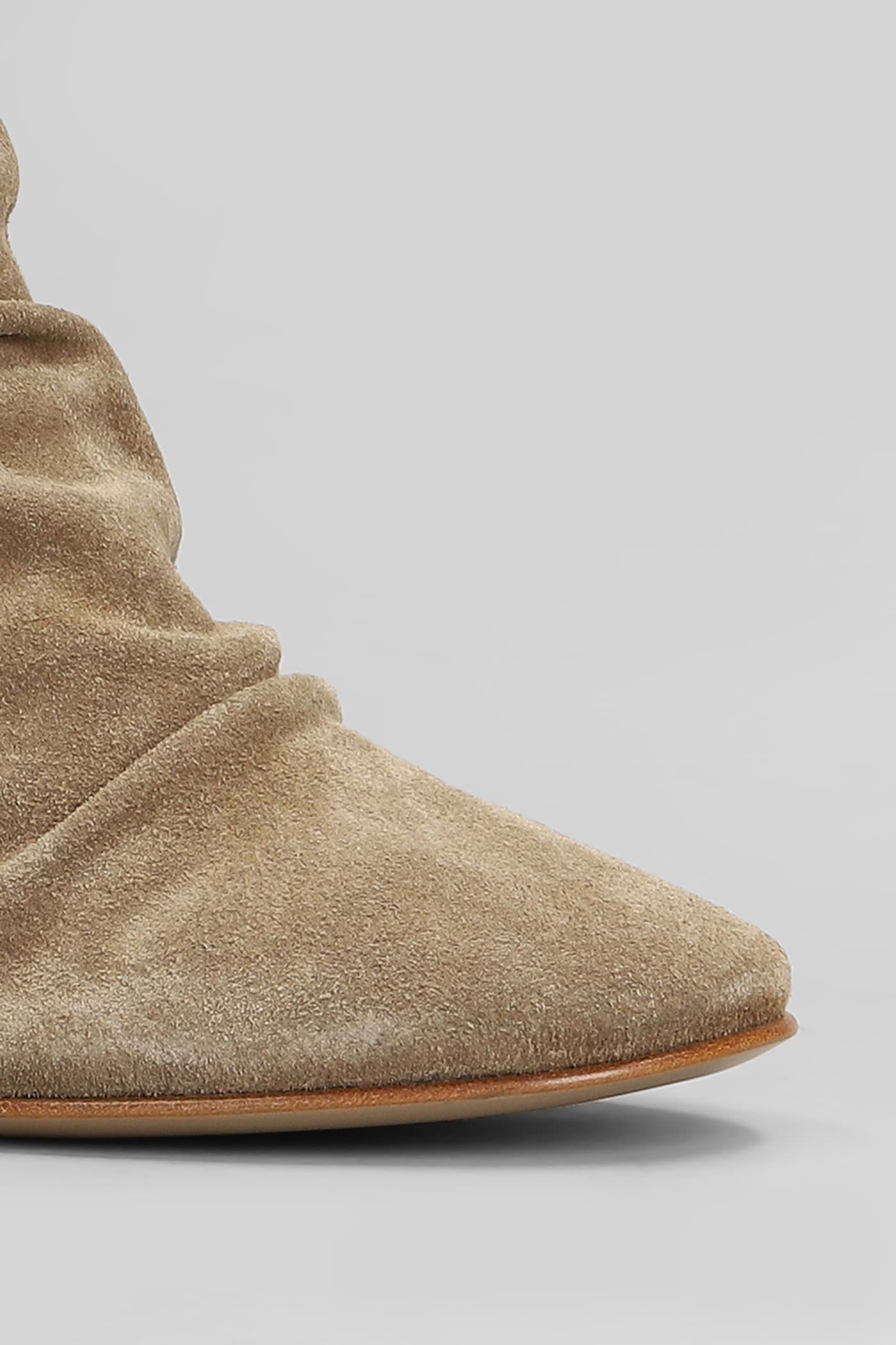 Elena Iachi High Heels Ankle Boots In Camel Suede In Camel