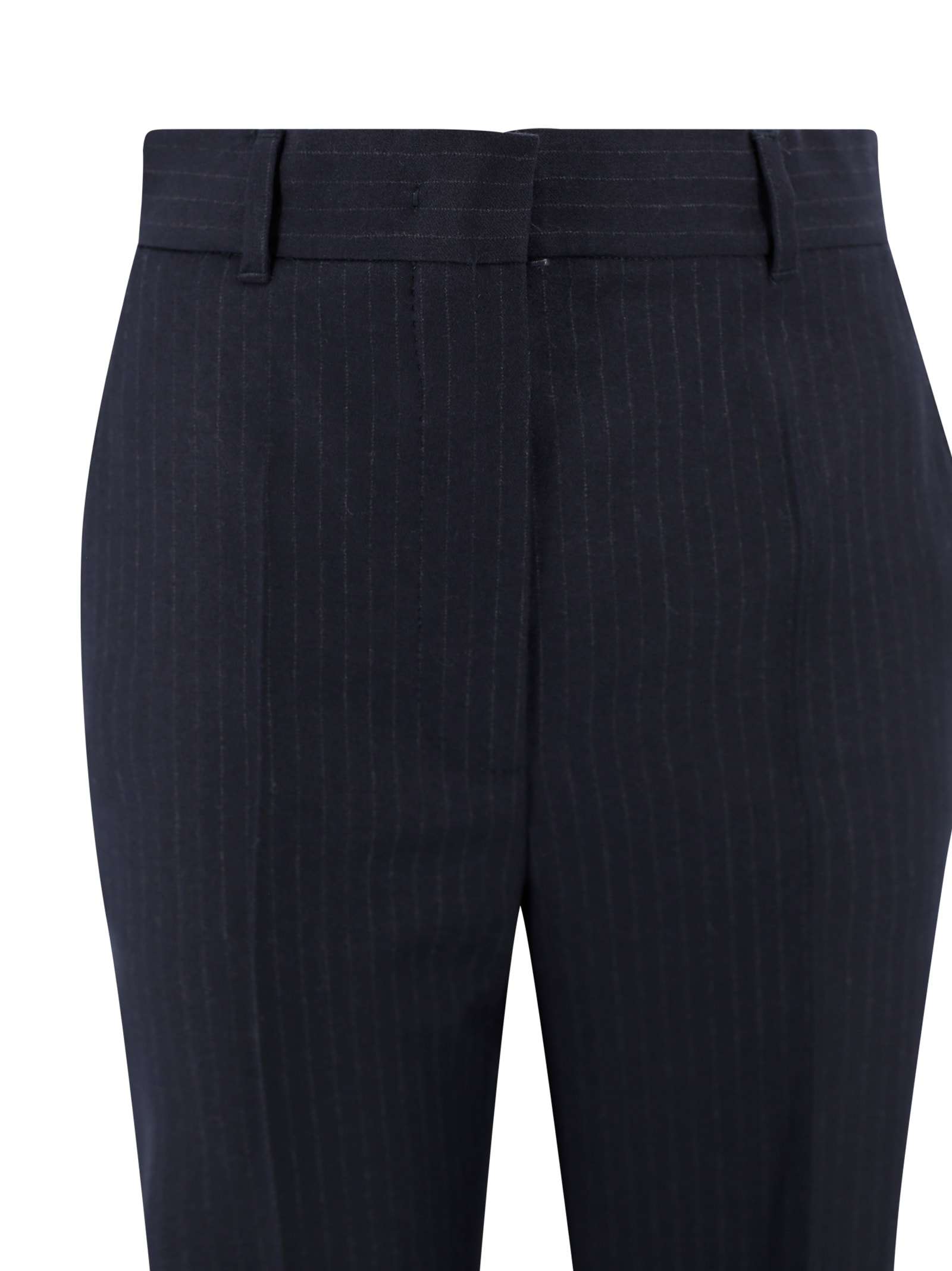 Max Mara Straight High Waisted Trousers In Blue