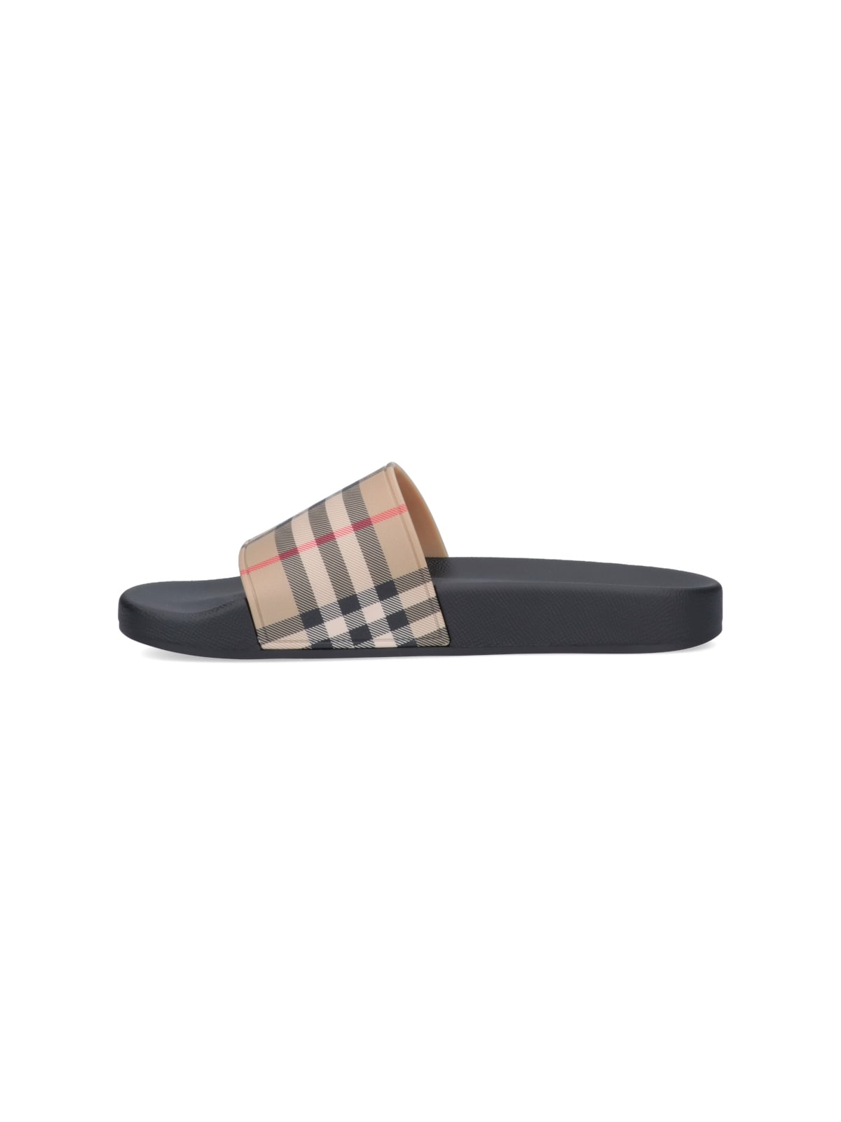 Burberry Men Vintage Check Print Slides In Black