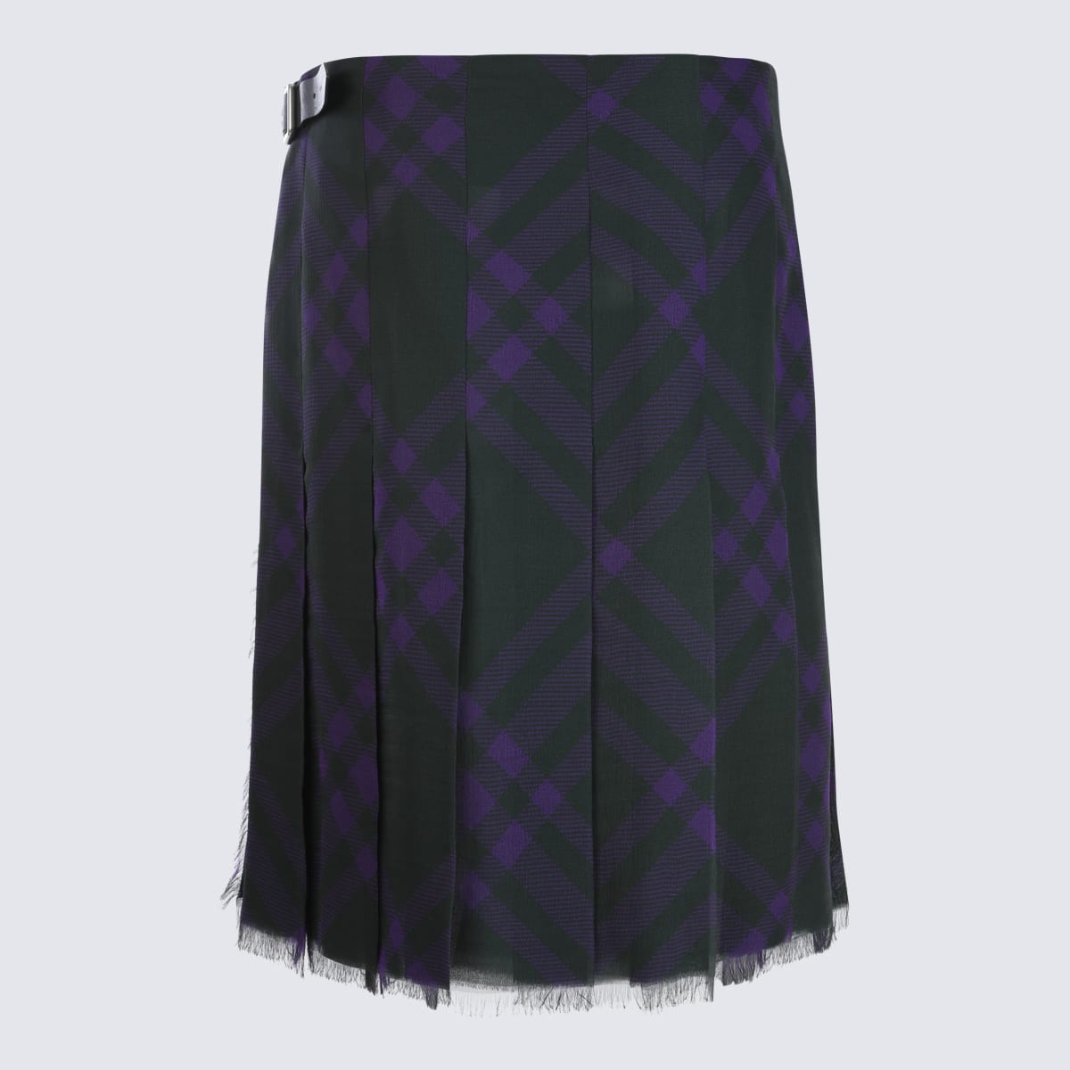 Shop Burberry Deep Royal Ip Check Wool Skirt