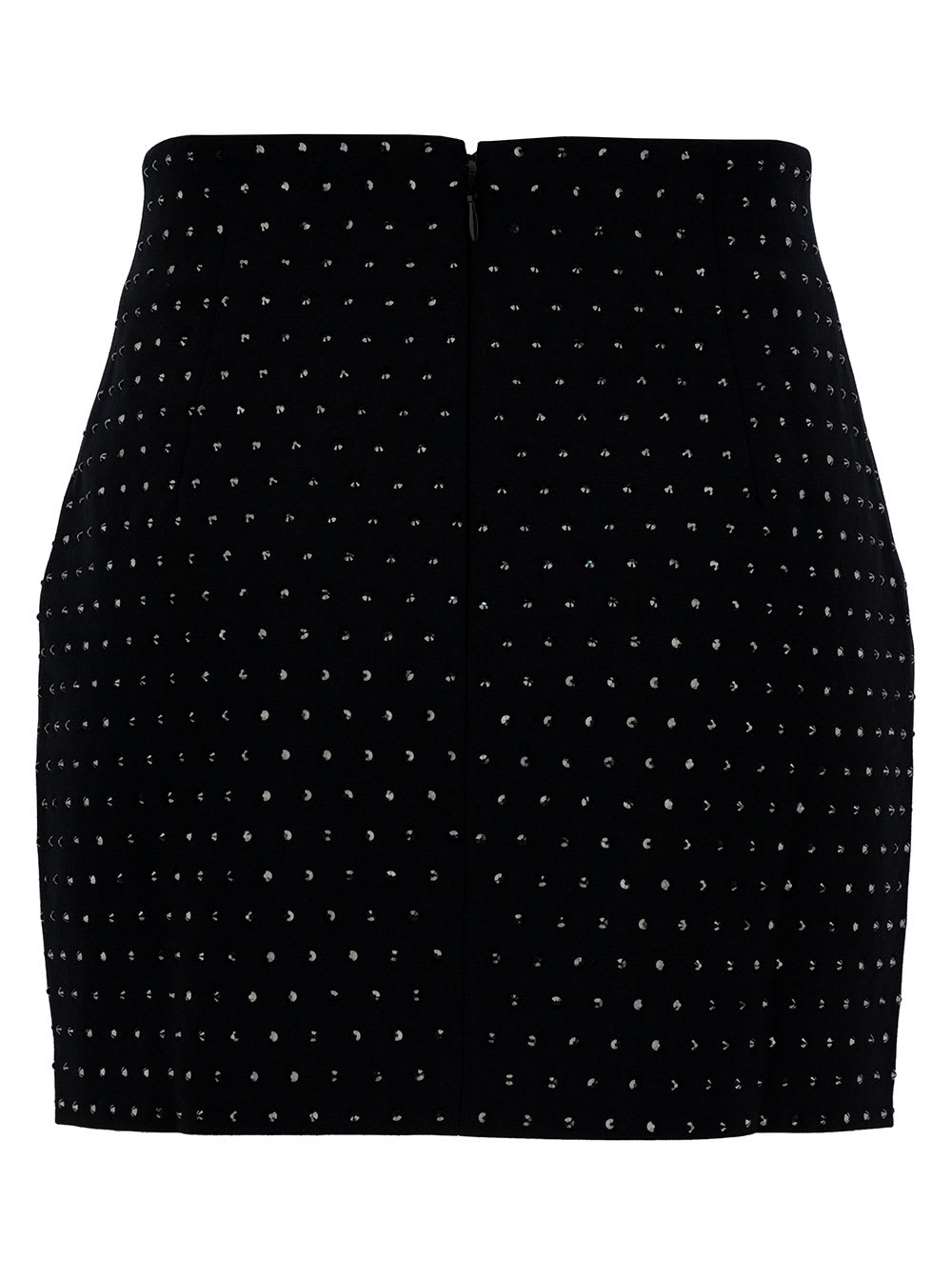 Shop The Andamane Nerea Black Mini-skirt With All-over Rhinestone In Polyester Blend Woman