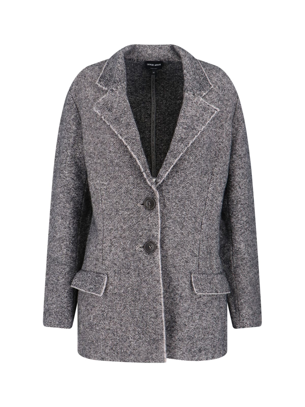 Giorgio Armani Textured Blazer With Flap Pockets And Lapel In Gray