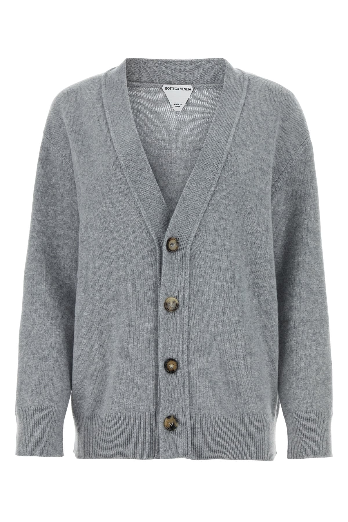 Shop Bottega Veneta Cardigan Cashmere In Lightgreymelange