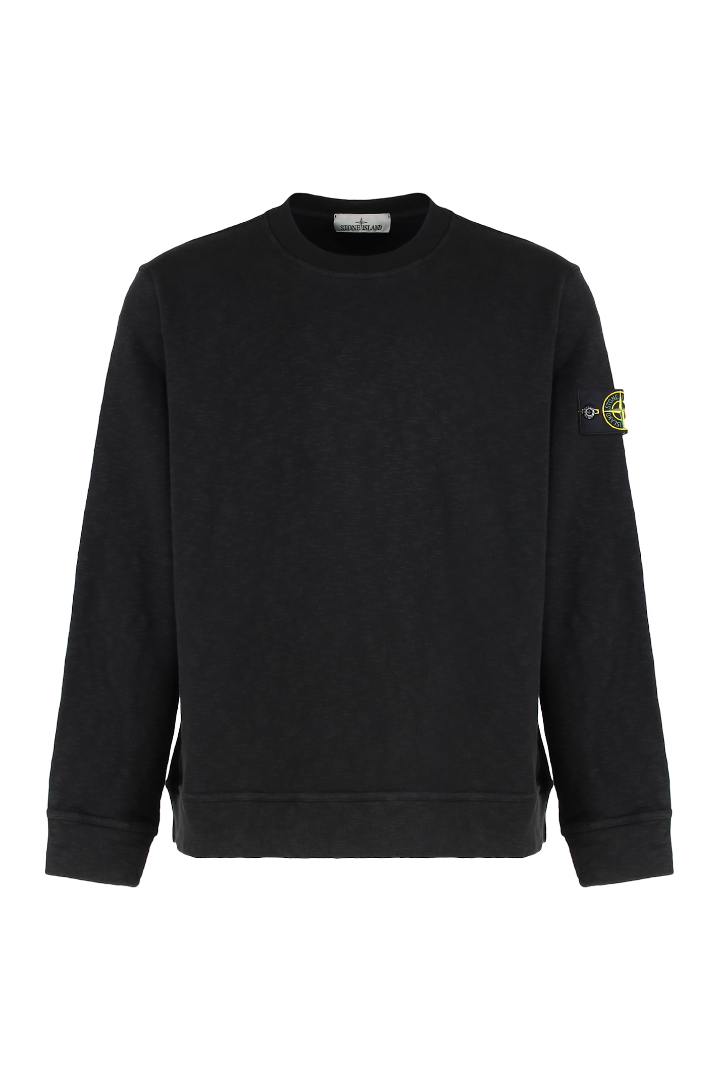 Stone Island Crew Neck Sweatshirt In Cotton Jersey In Black