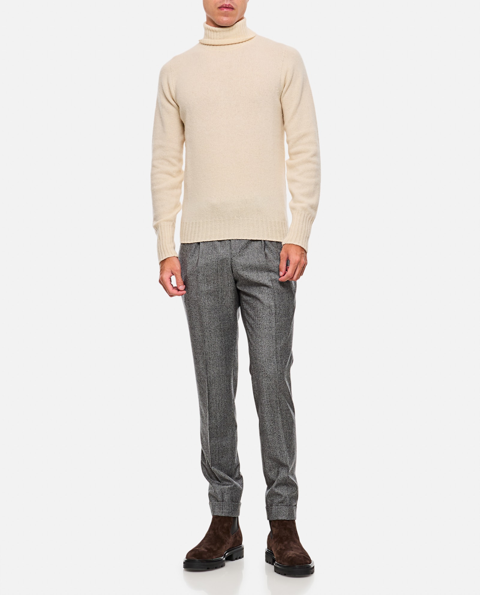 Pt Torino Pleated Virgin-wool Trousers In Grey