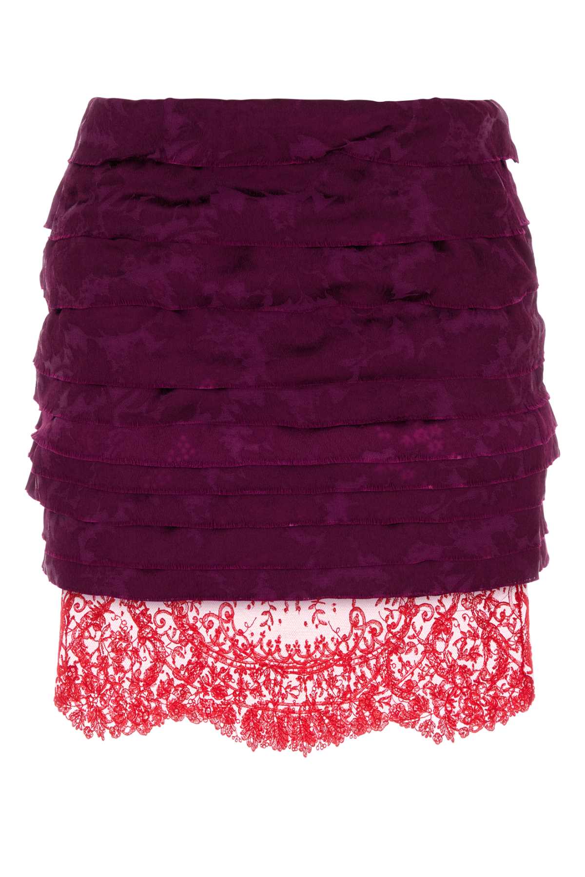 Saint Laurent Textured Jacquard Layered Mini Skirt In Purple