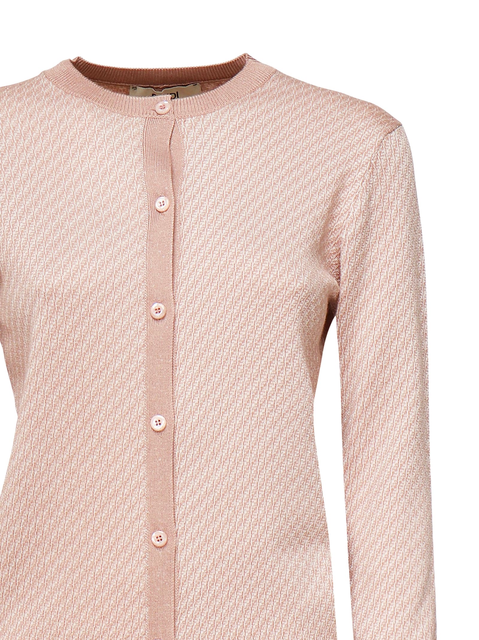 Shop Fendi Cardigan With Iconic Ff Pattern In Strawberry Cream-25