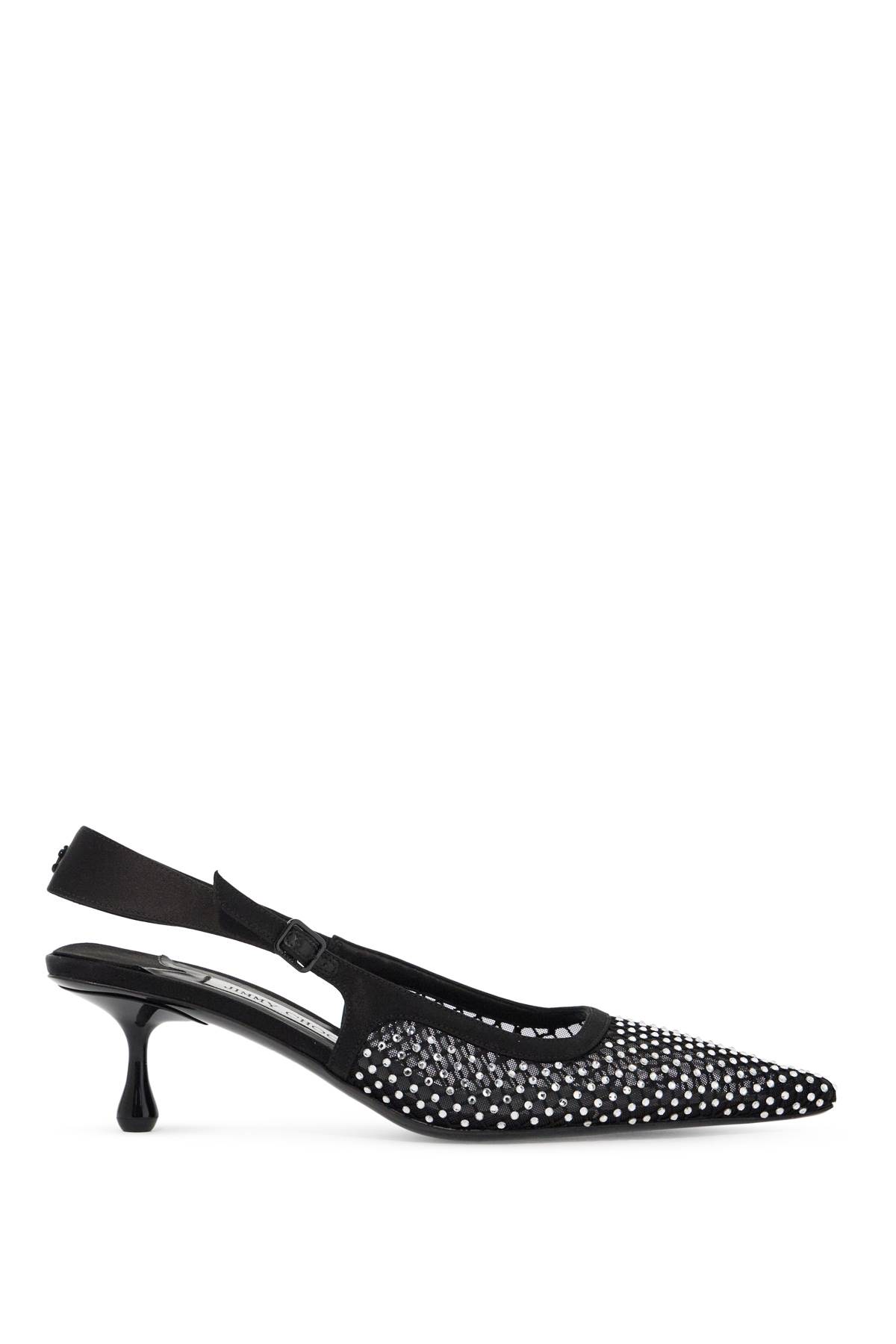 Shop Jimmy Choo Mesh And Satin Slingback Amel 50 Dã©col In Black Crystal (black)