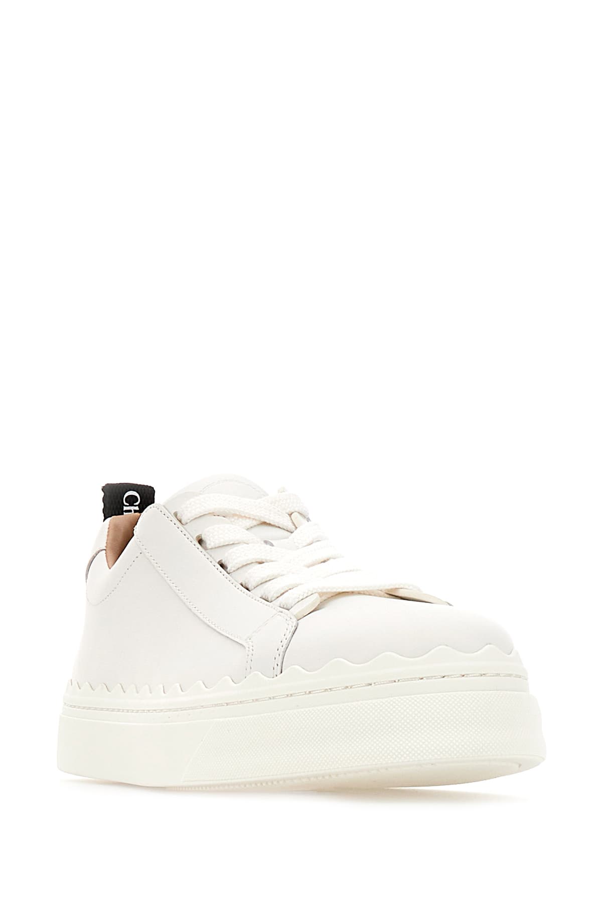 Shop Chloé White Leather Lauren Sneakers In Bianco