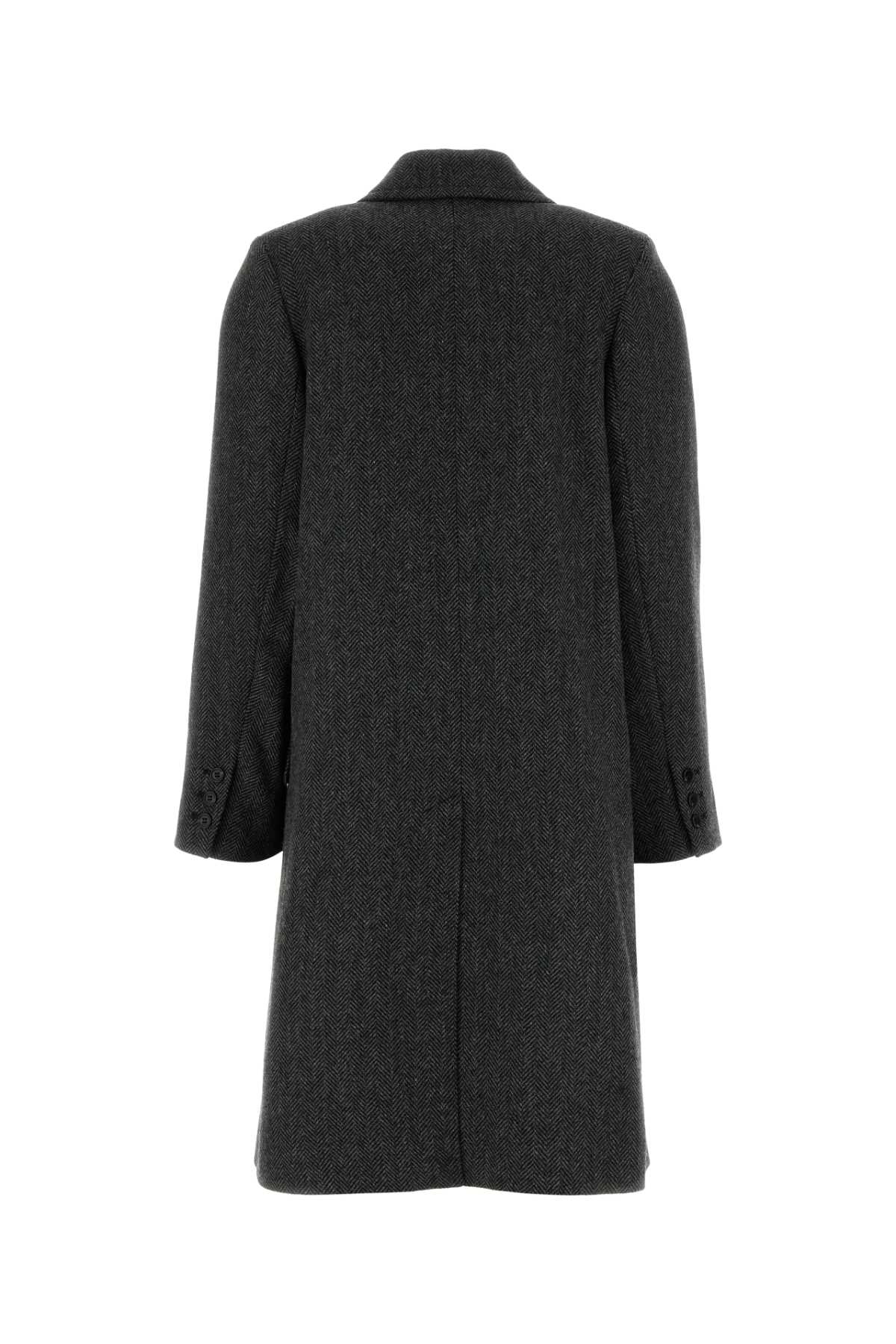 Apc Double-breasted Wool Blend Coat Featuring Vent In Gray
