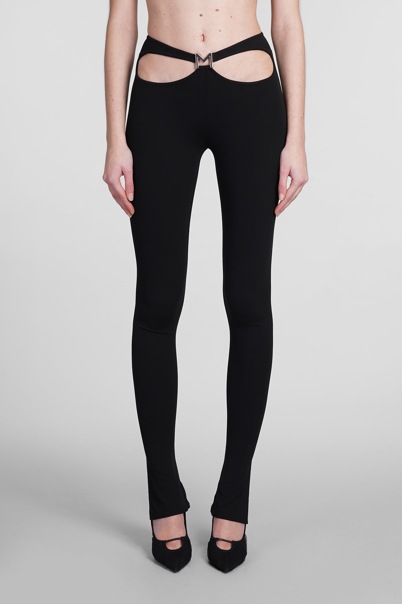 Shop Mugler Leggings In Black Polyamide