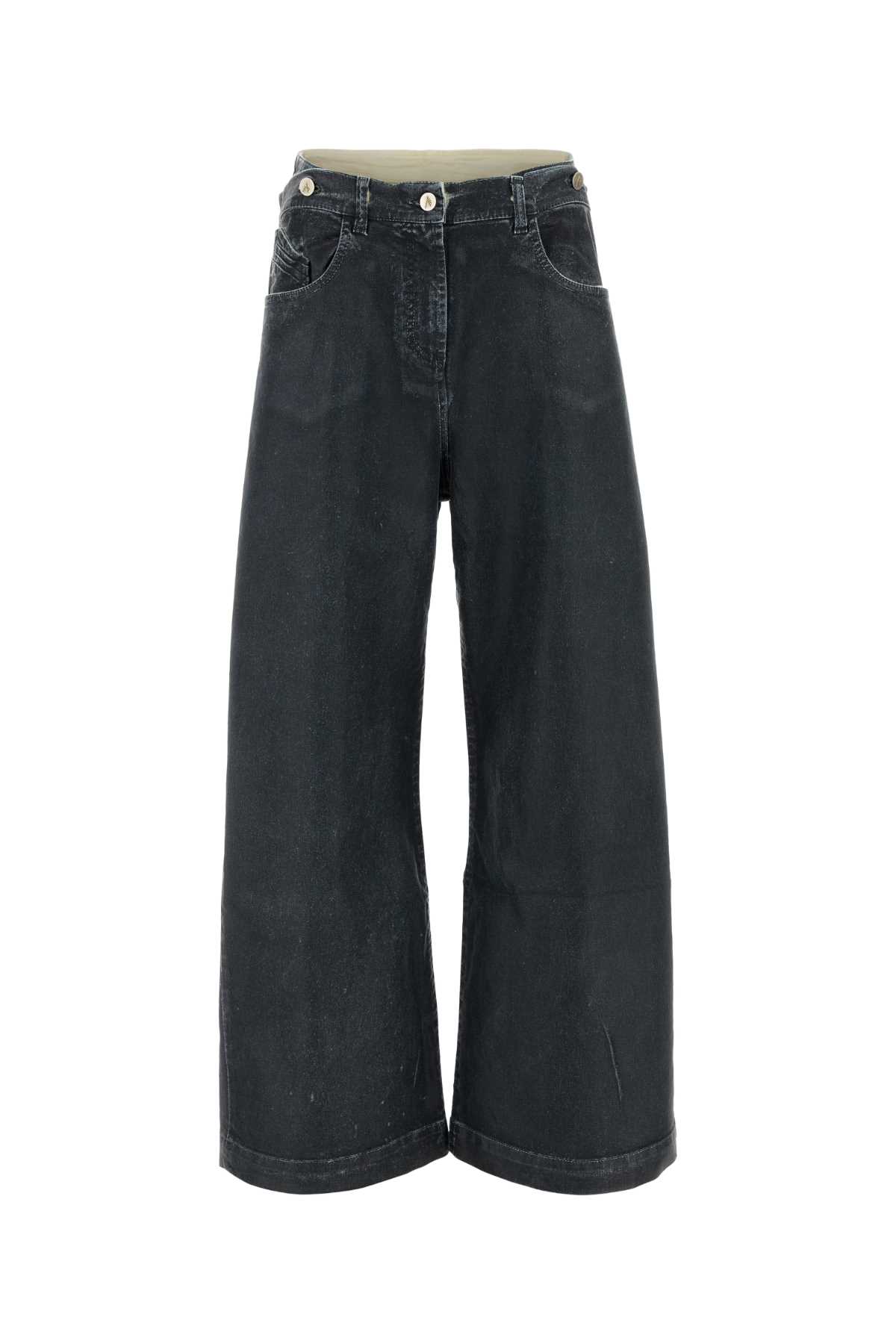 ATTICO SLATE STRETCH DENIM WIDE-LEG JEANS