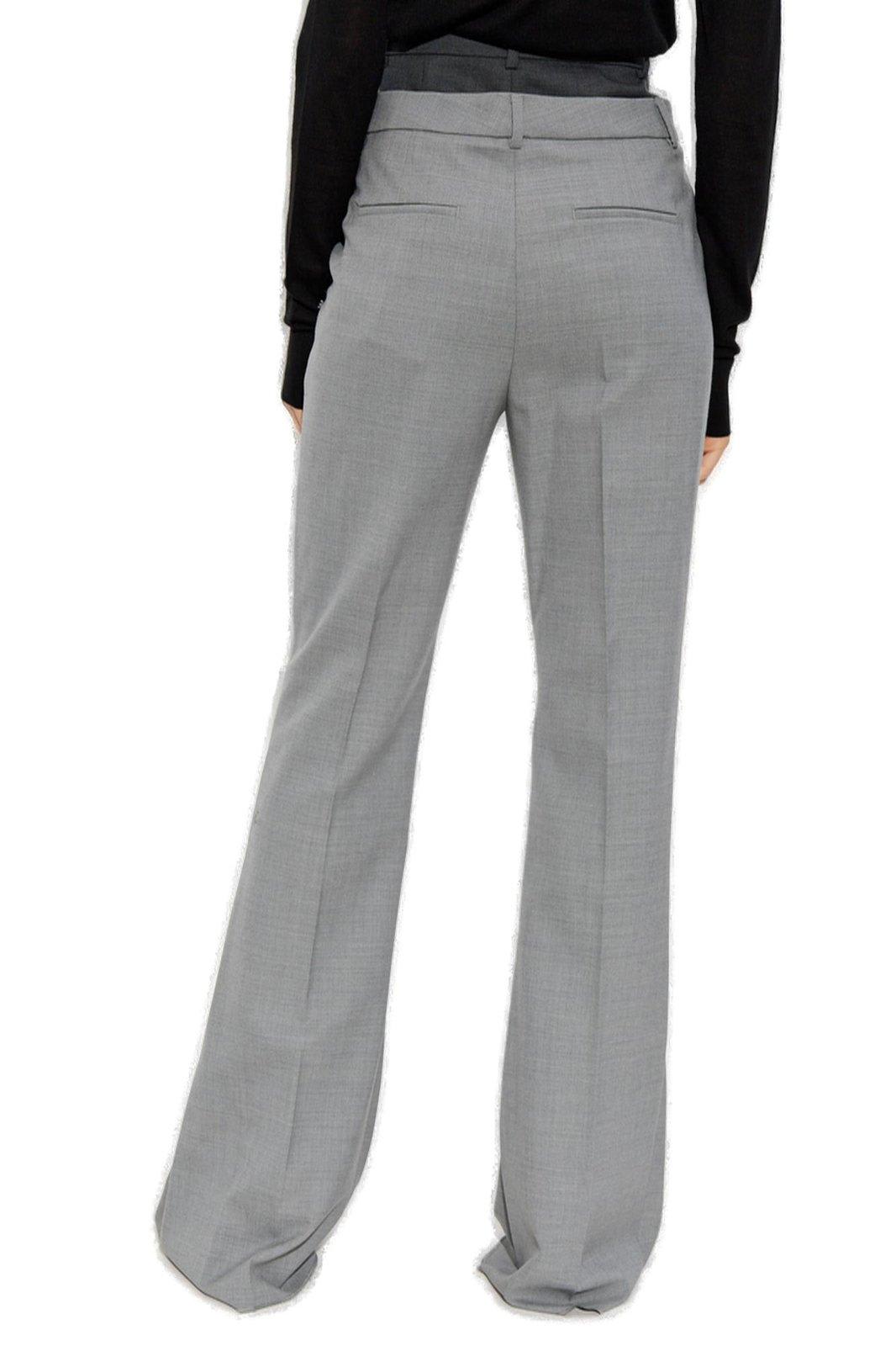 SPORTMAX LAYERED-EFFECT PLEAT DETAILED FLARED TROUSERS 