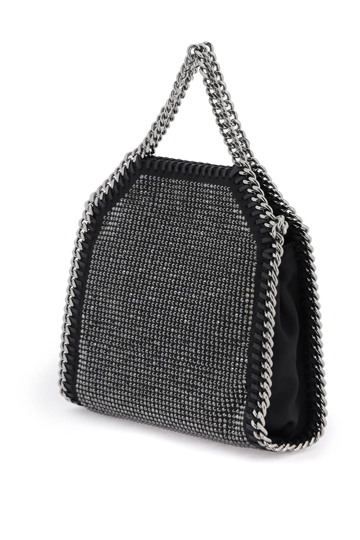 Shop Stella Mccartney Micro Falabella Tote Bag With Crystals In Nero