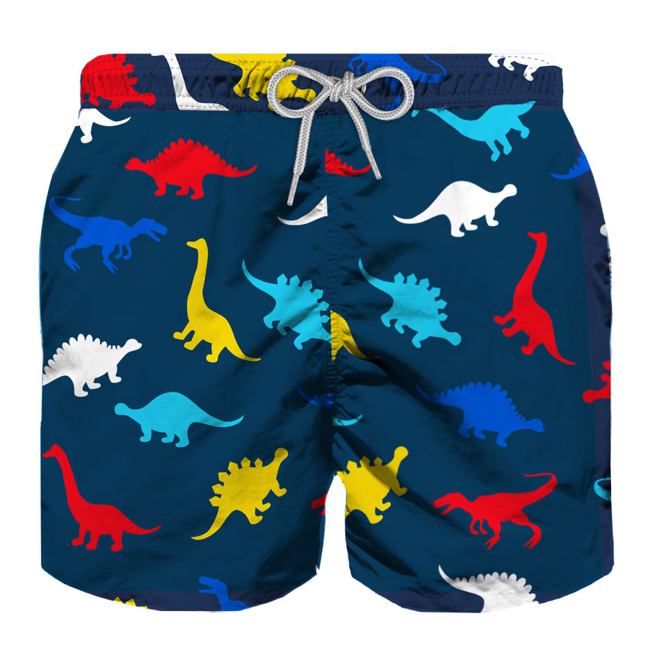 MC2 Saint Barth Colorful Dinosaurs All Over Print Boys Light Swim Trunks
