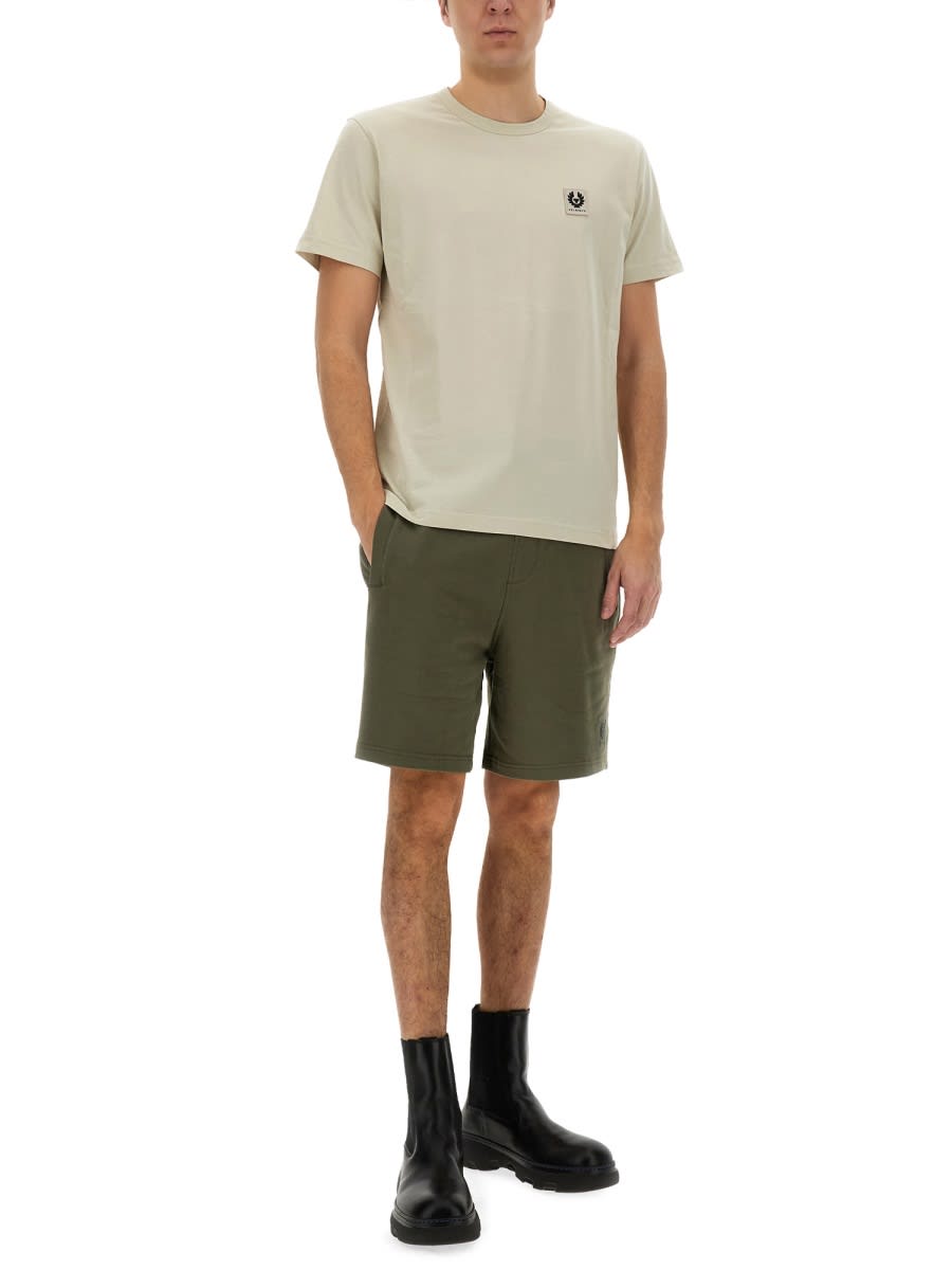 Belstaff Logo Embroidered Bermuda Shorts In Military Green