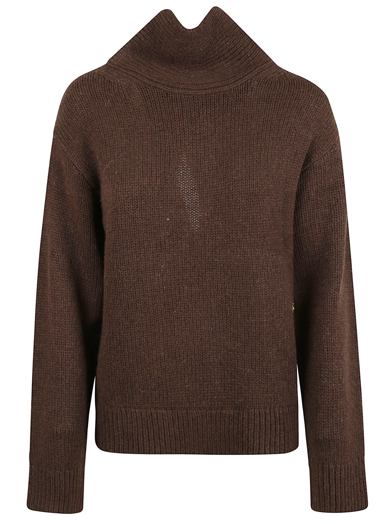 Ganni Wool And Yak Sweater In Brown
