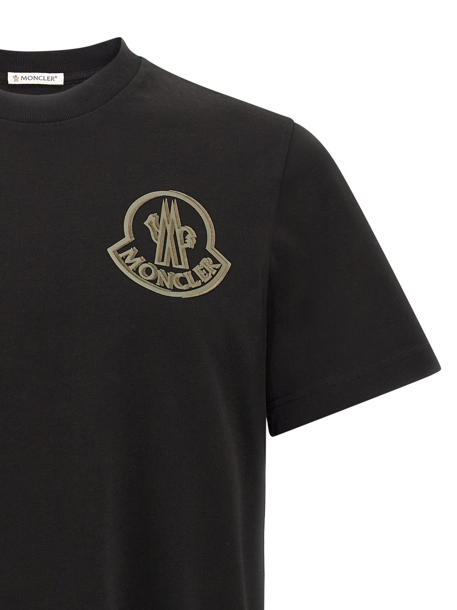 Moncler Logo Embroidered Crew Neck T-shirt Patch In Black