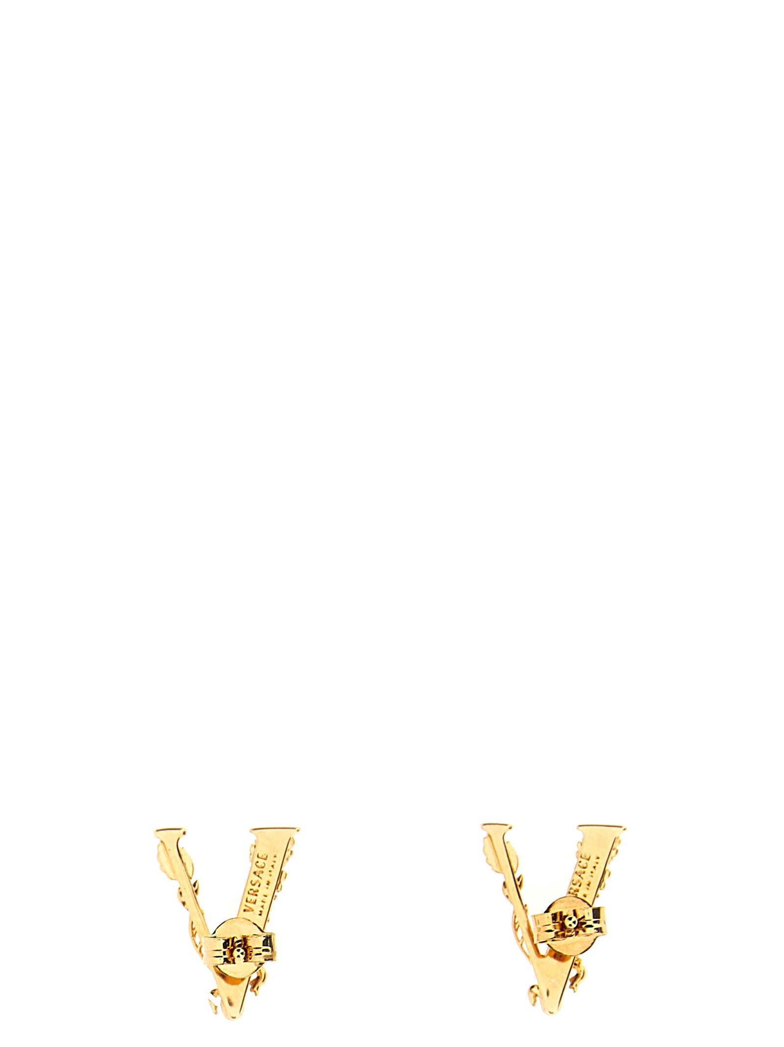Shop Versace Virtus Earrings In Gold