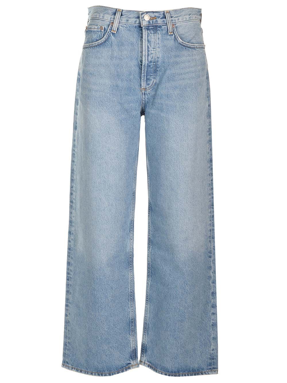 Shop Agolde Light Blue Baggy Jeans In Blu Denim Chiaro