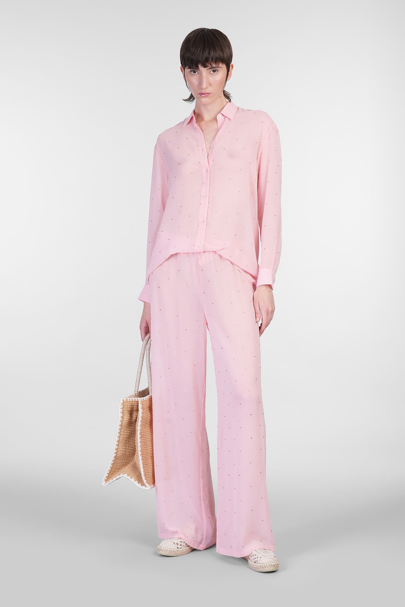 Mc2 Saint Barth Brigitte Shirt In Rose-pink Polyester In Pink