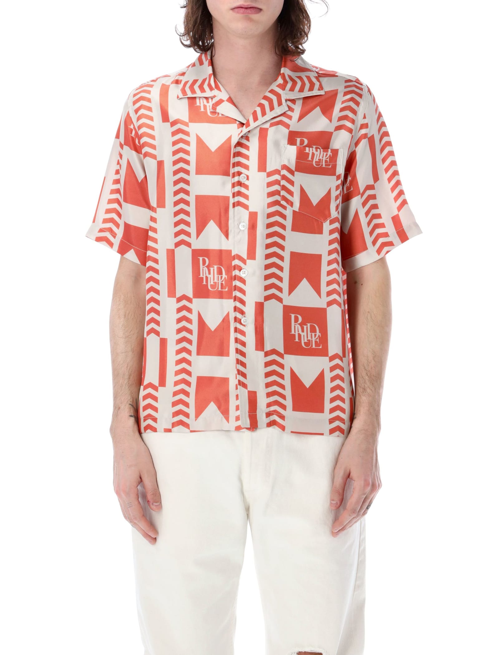 Rhude Grasse Button Up In Orange