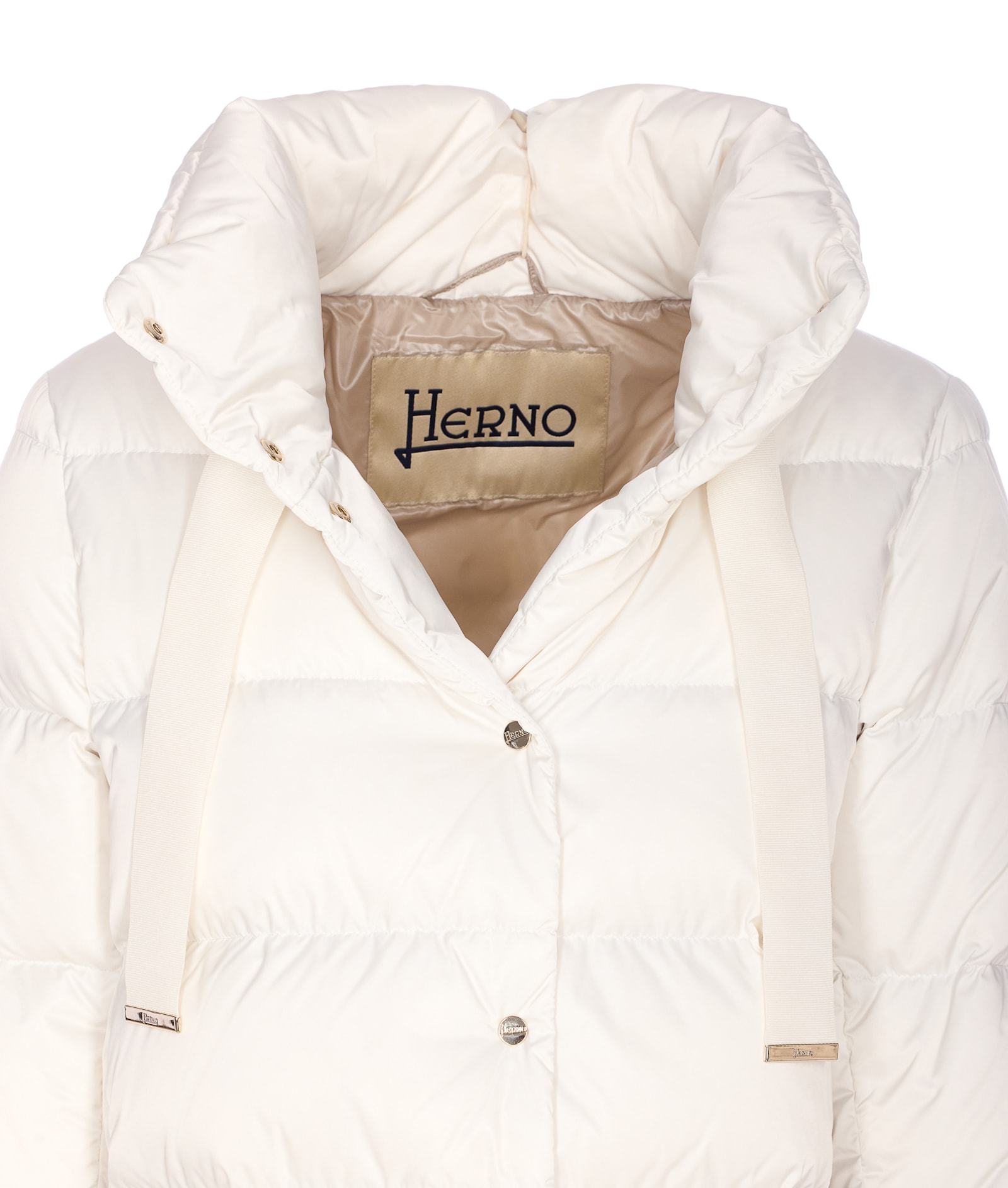 Herno Quilted Cape Jacket High Collar In White