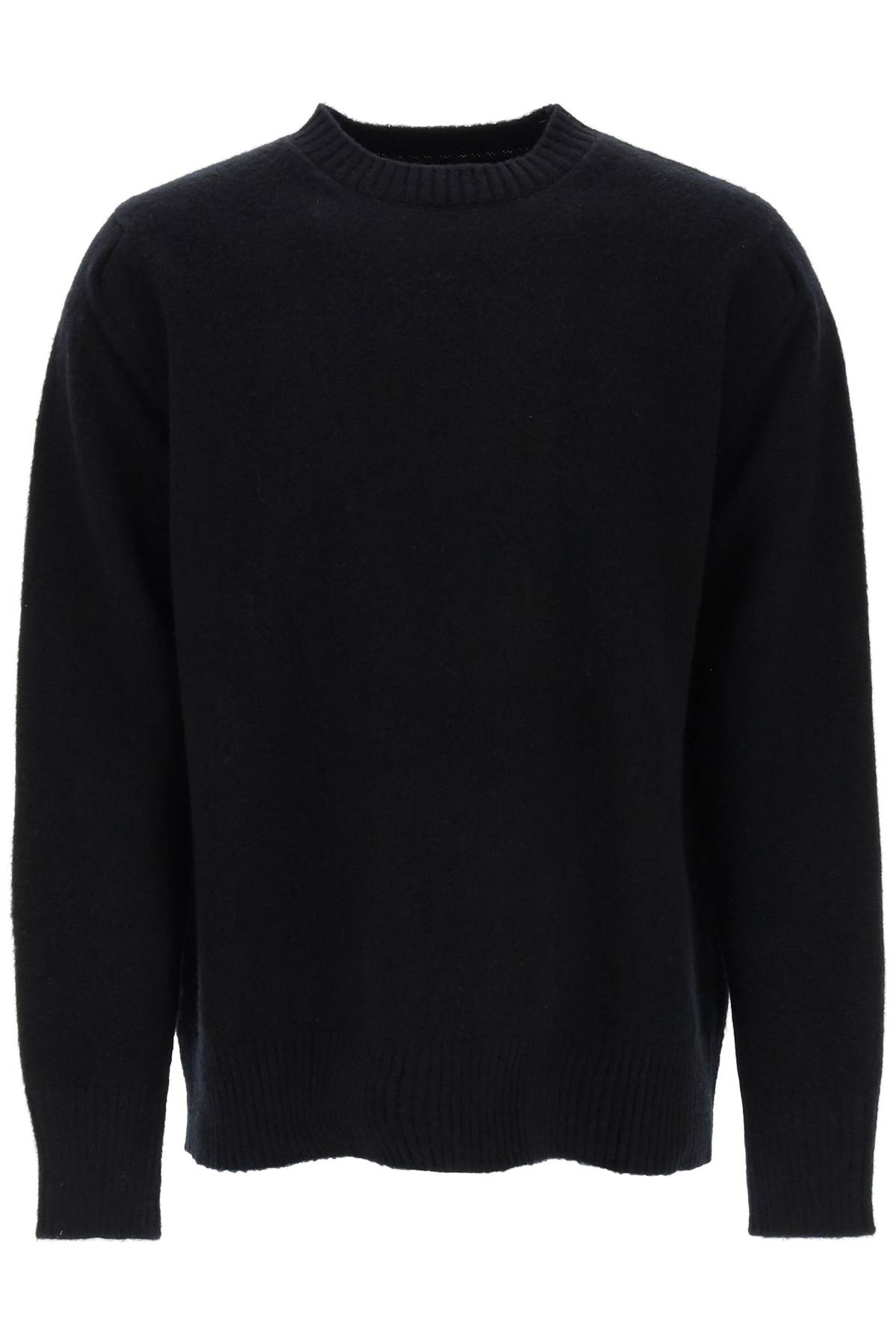 Shop Oamc Wool Sweater With Jacquard Logo In Black (black)