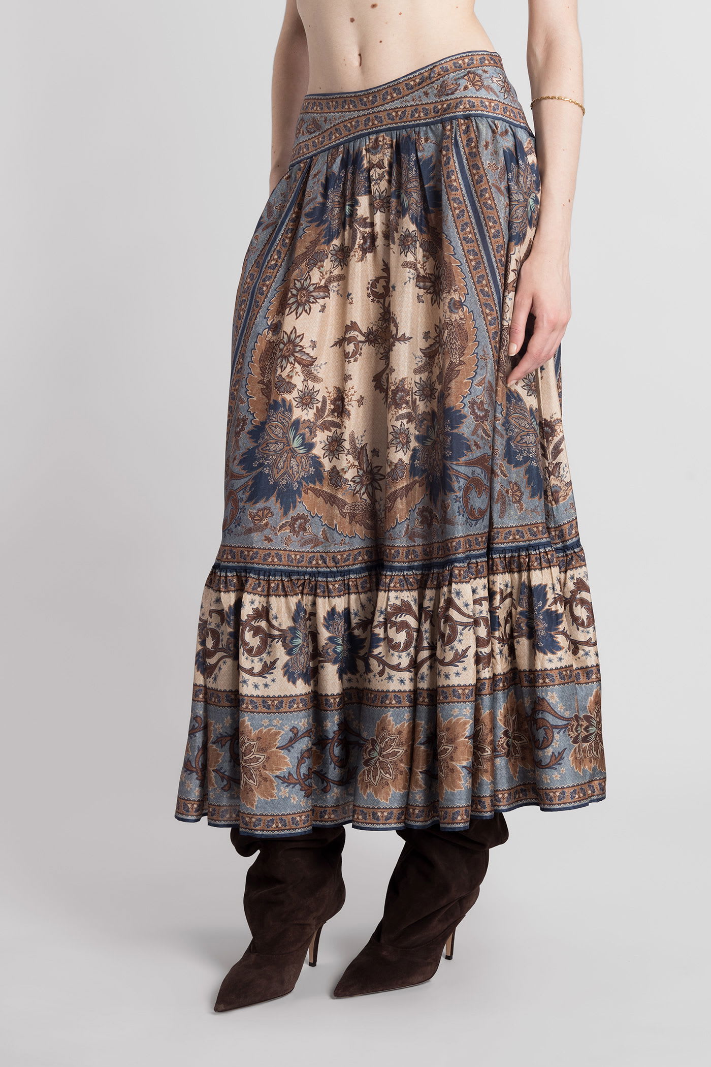 Zimmermann Ascension Printed Silk Skirt In Multi