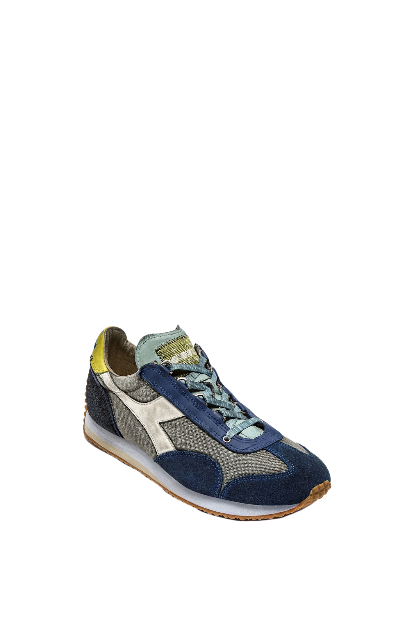 Diadora Blue And Canvas Stonewash Gray Equipe Sneakers