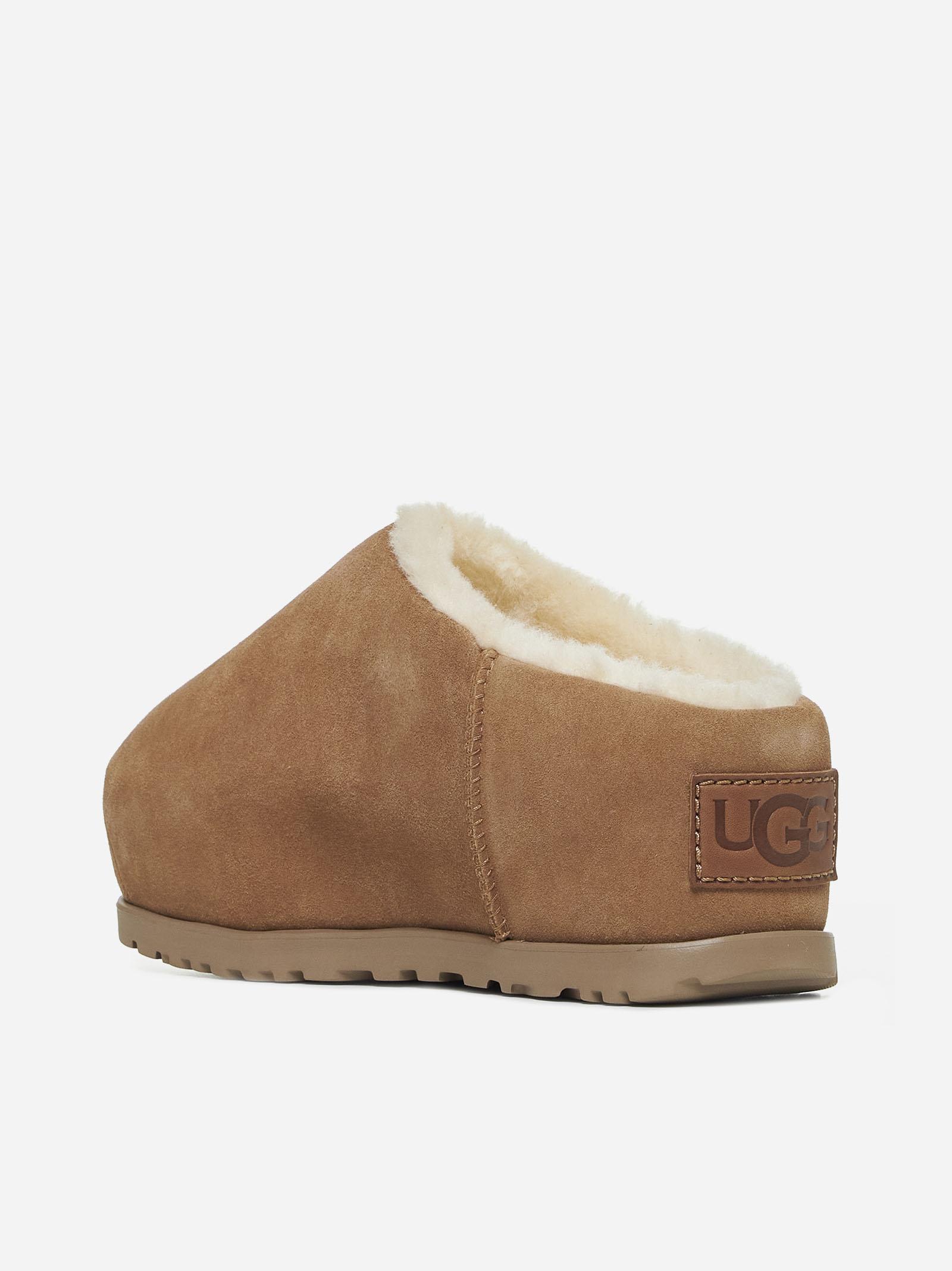 Shop Ugg Pumped Suede Slippers In Beige