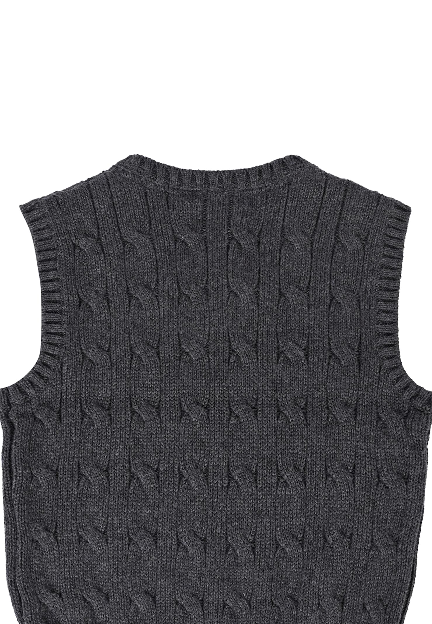 Ralph Lauren Grey Vest Sweater For Baby Boy With Horse In Gray