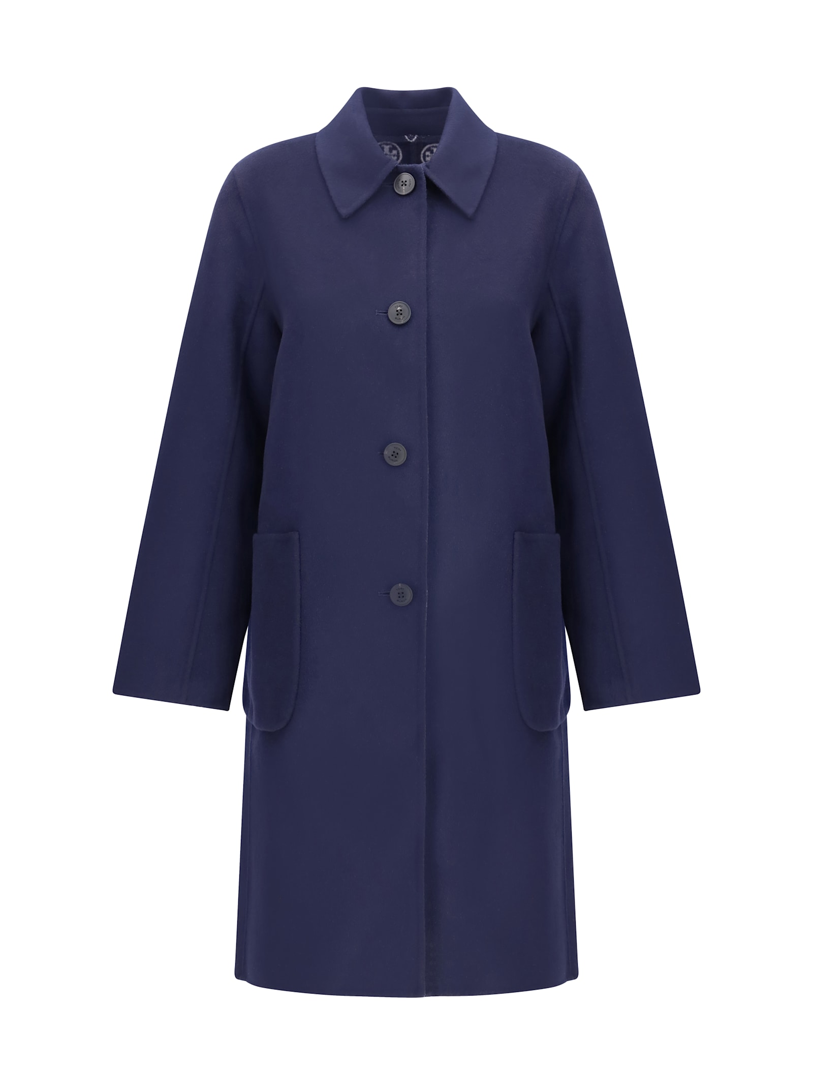 Tory Burch Reversible Double-face Wool Coat In Blue