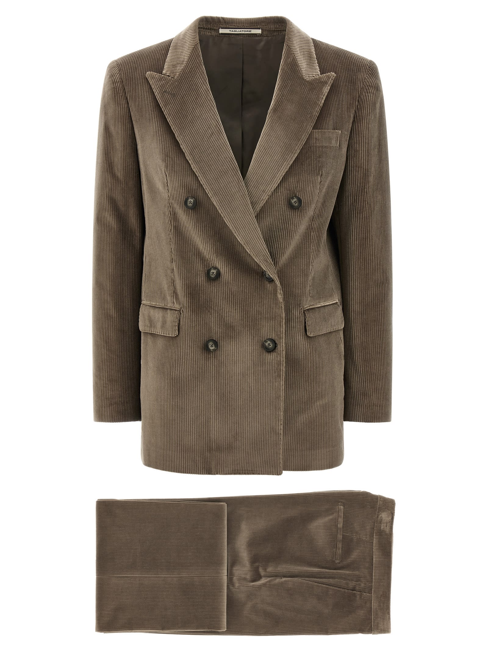 Tagliatore Long-sleeved Suit In Brown