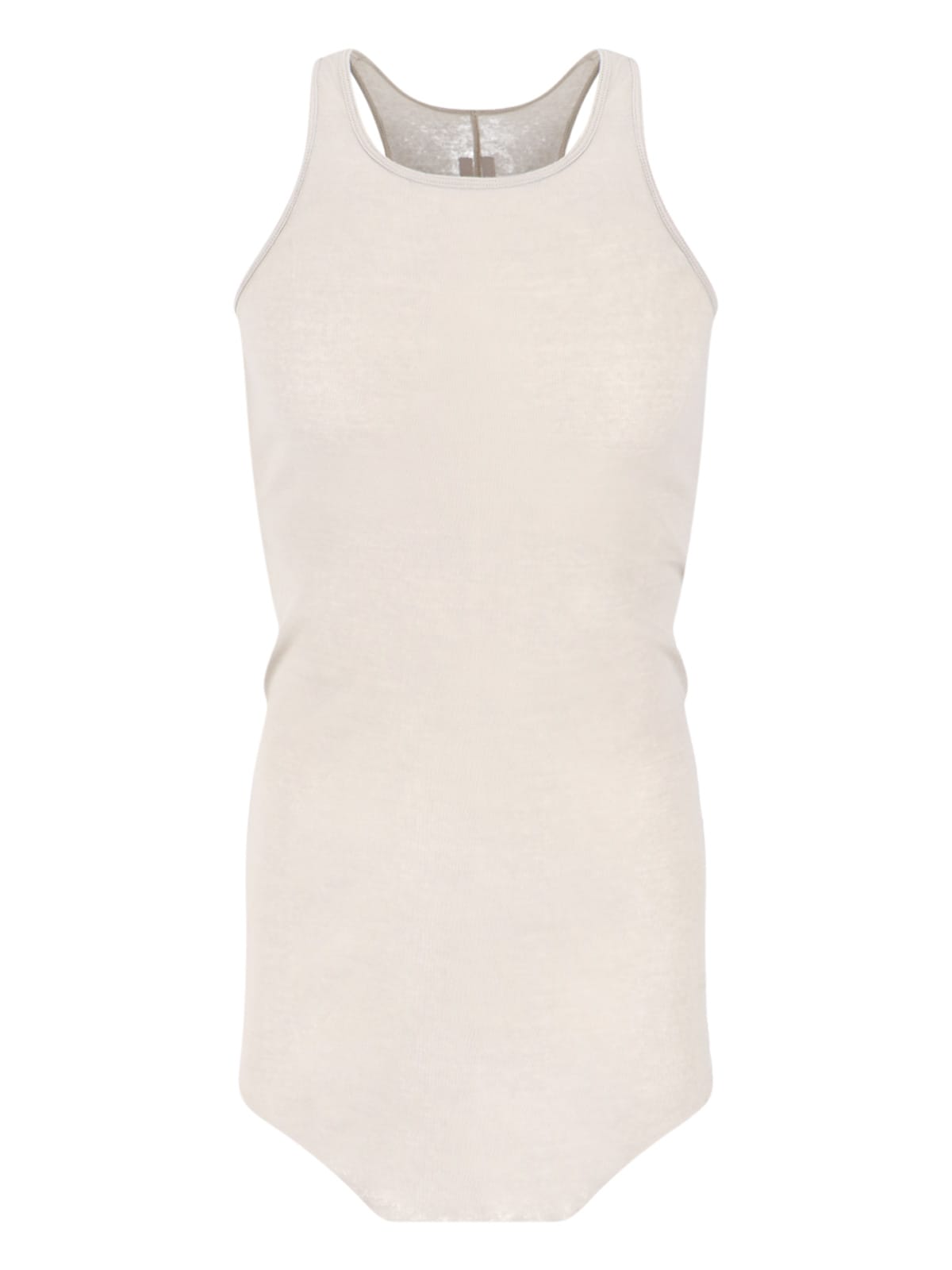Grey Tank Top With Curved Hem In Cotton Man