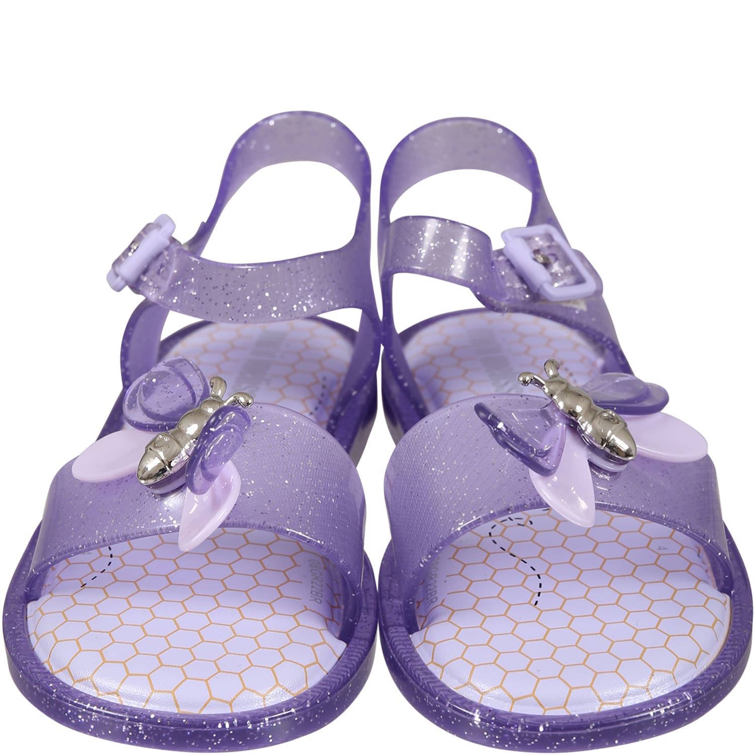 Shop Melissa Purple Sandals For Girl With Butterfly And Logo In Violet