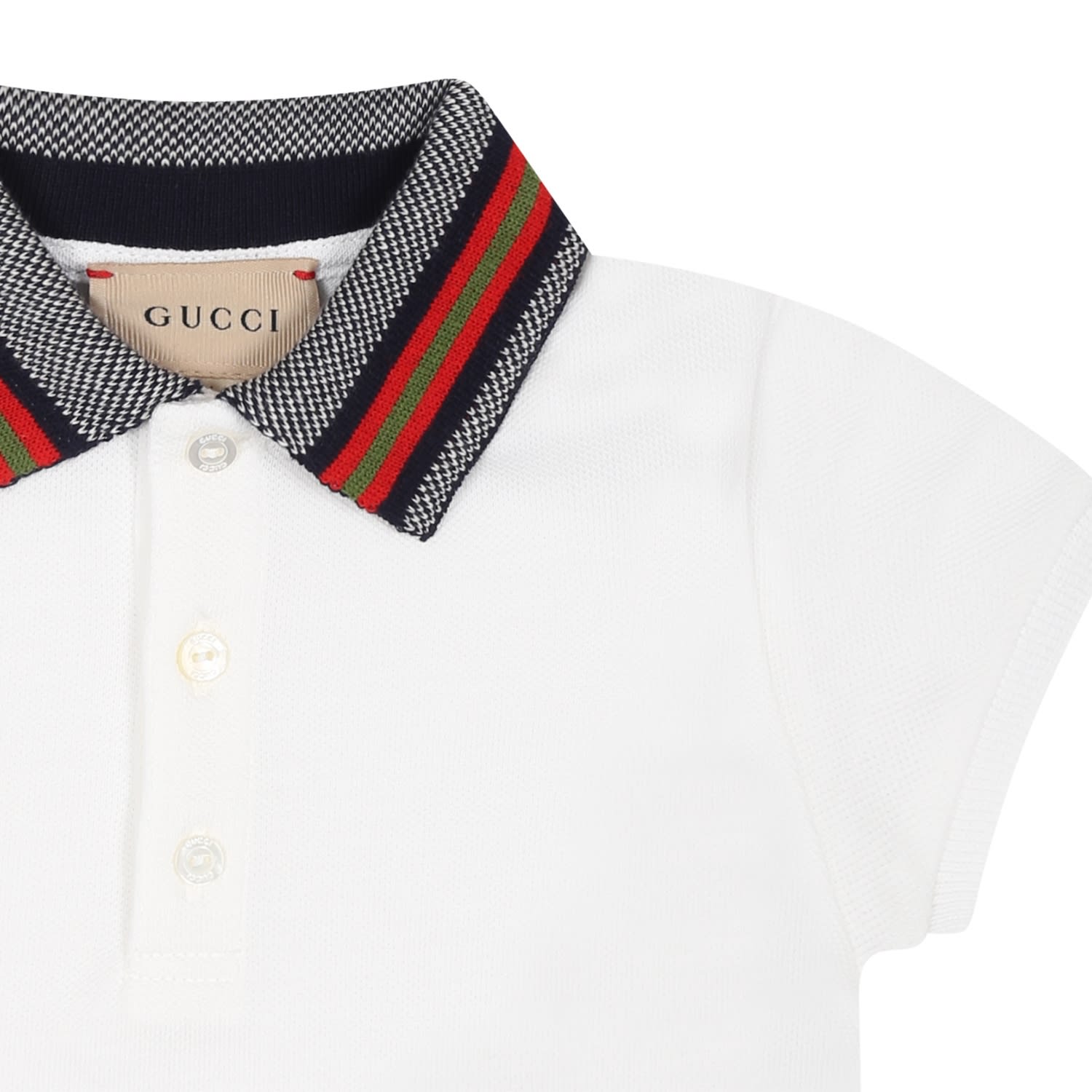Shop Gucci White Polo Shirt For Baby Boy With Double G