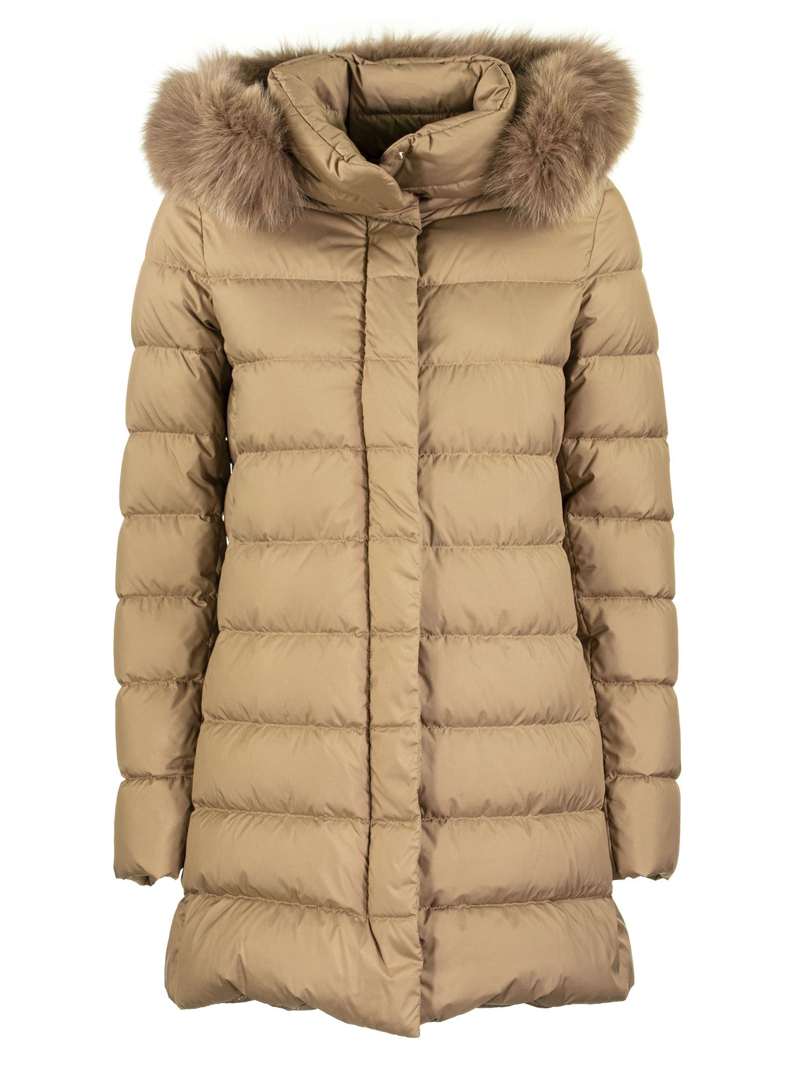 Herno Ultra-light Asymmetrical Down Jacket With Fur