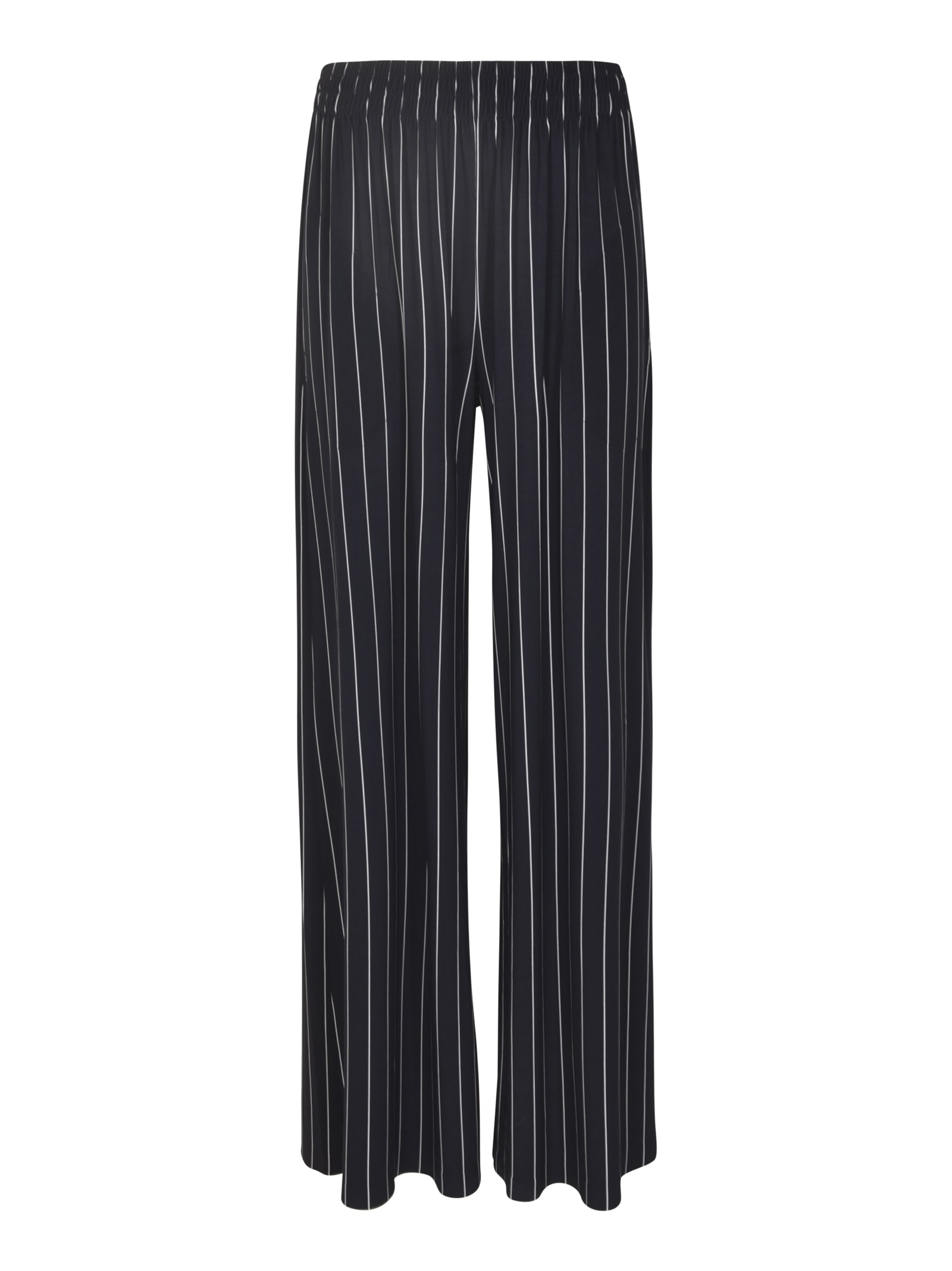 Shop Norma Kamali Elastic Waist Stripe Patterned Trousers In Blue