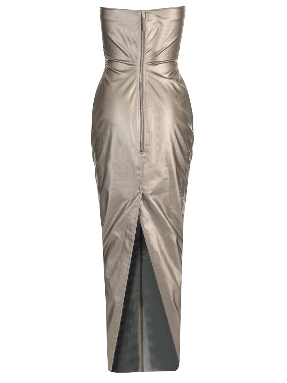 Shop Rick Owens Long Denim Dress Athena In Gunmetal