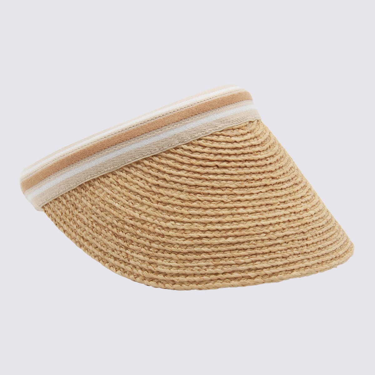 Helen Kaminski Striped Band Wide Brim Woven Hat In Brown