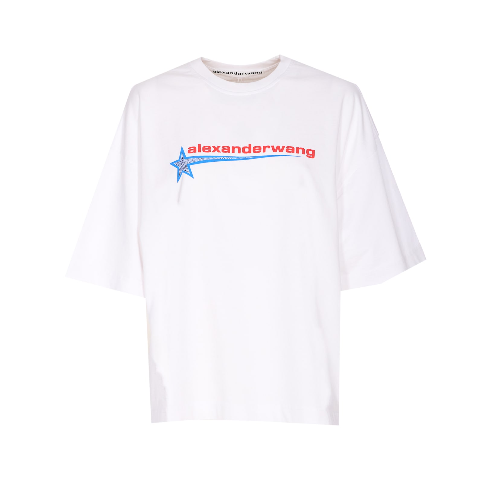 Alexander Wang Women Logo Boxy T-shirt With Rhinestone Star In White