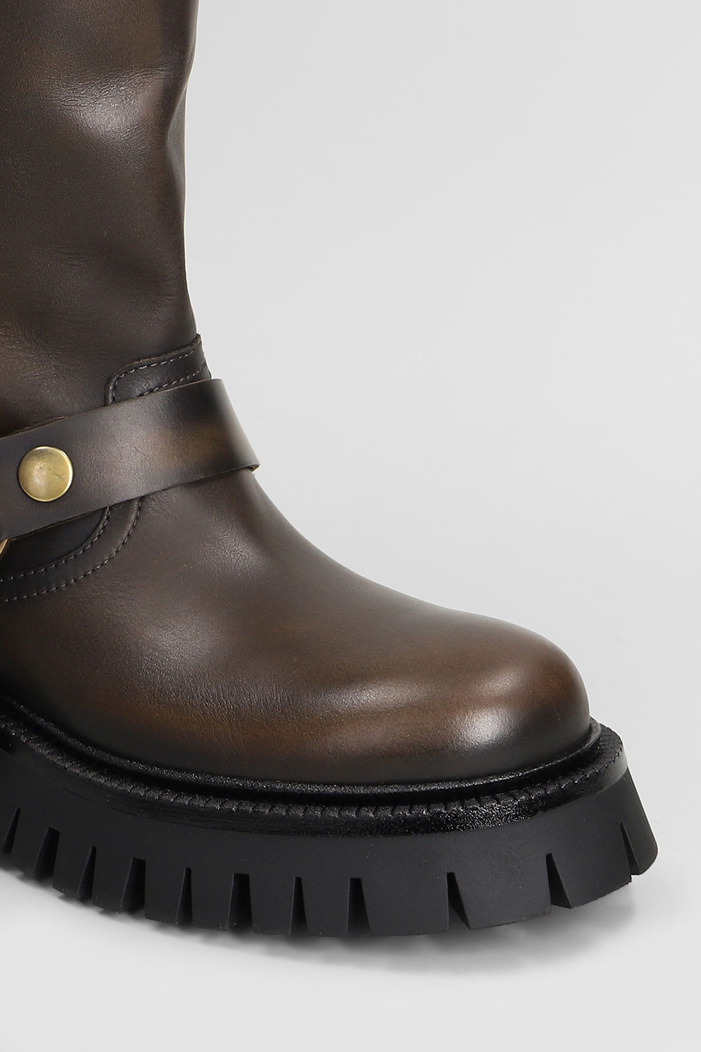 Golden Goose Kurt Chunky Low Heels Ankle Boots In Brown Leather In Brown