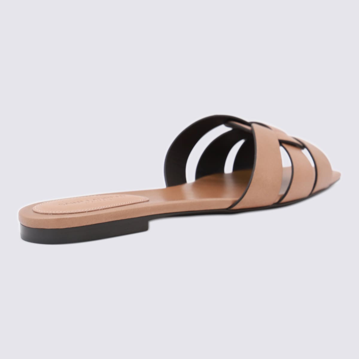 Shop Saint Laurent Brown Leather Flats