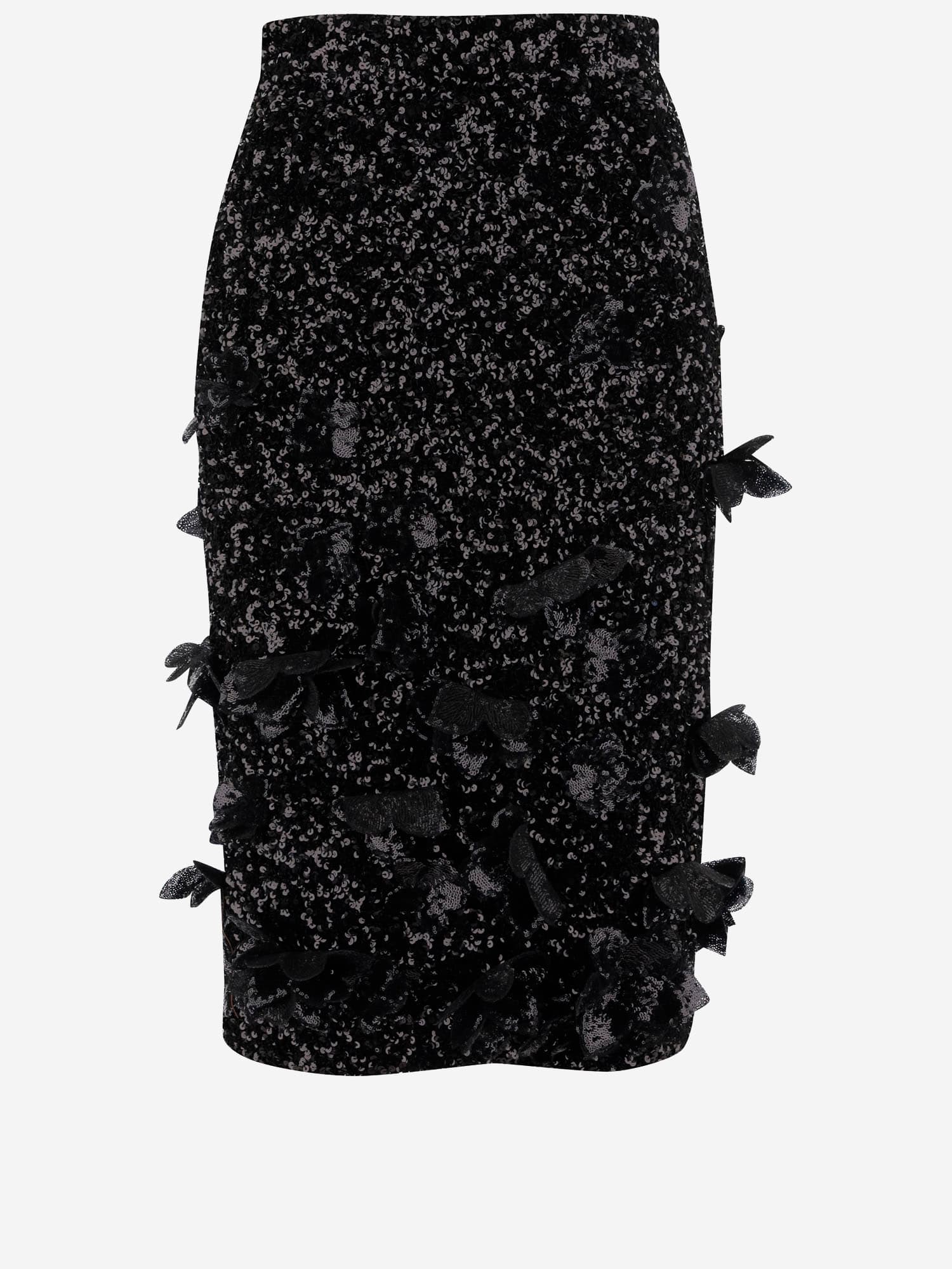 Shop N°21 Midi Skirt With Sequins In Black