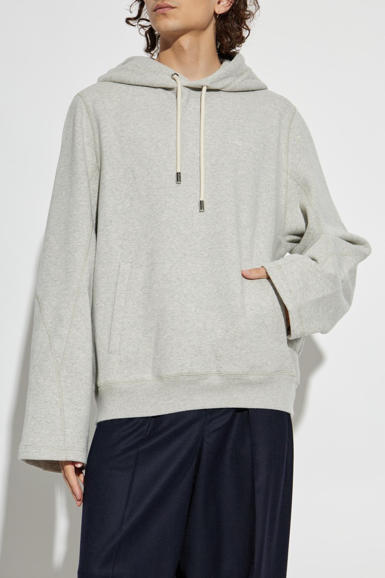 Lanvin Hooded Sweater Drawstring Front Pockets In Gray