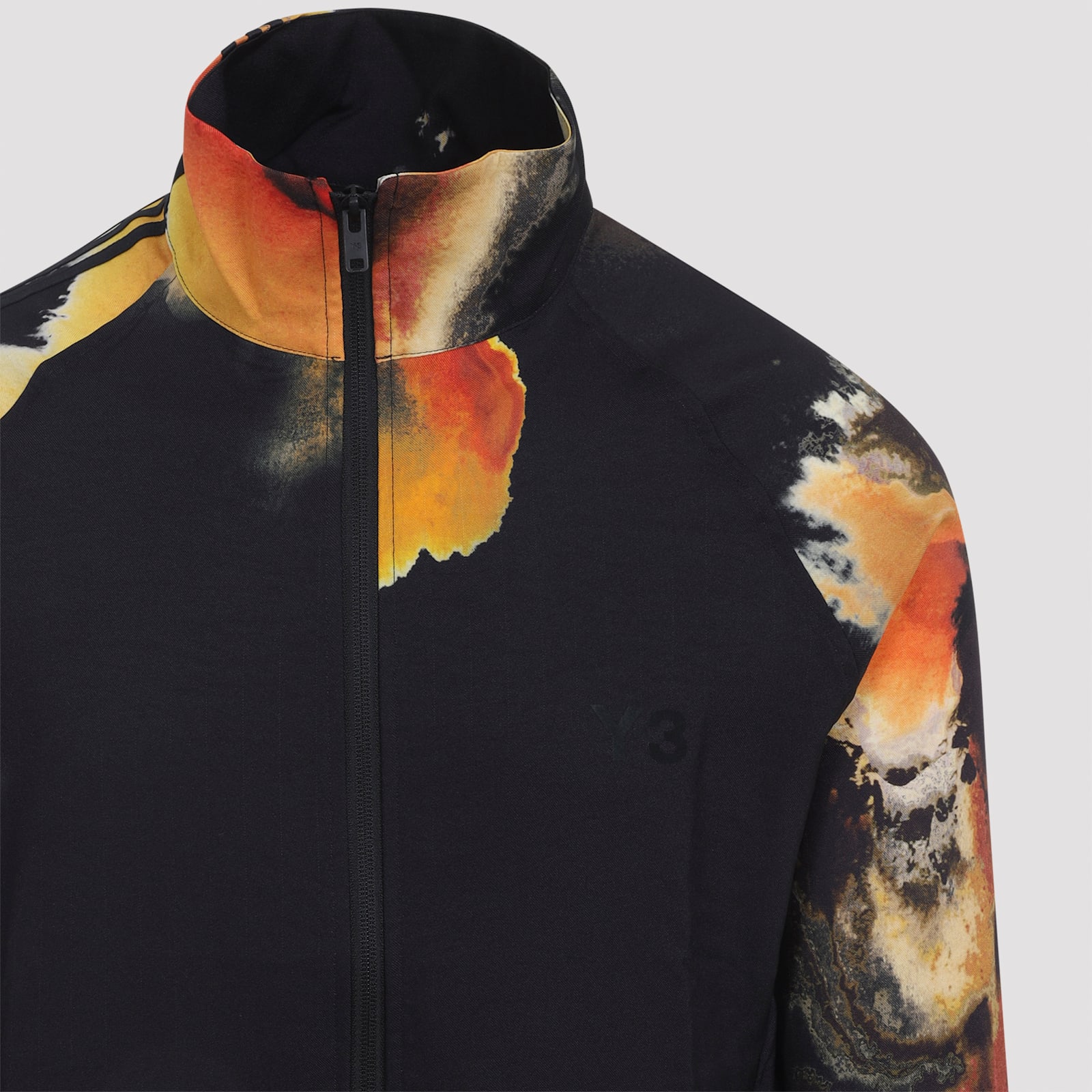 Y-3 Abstract Print Long Sleeve High Collar Jacket In Black