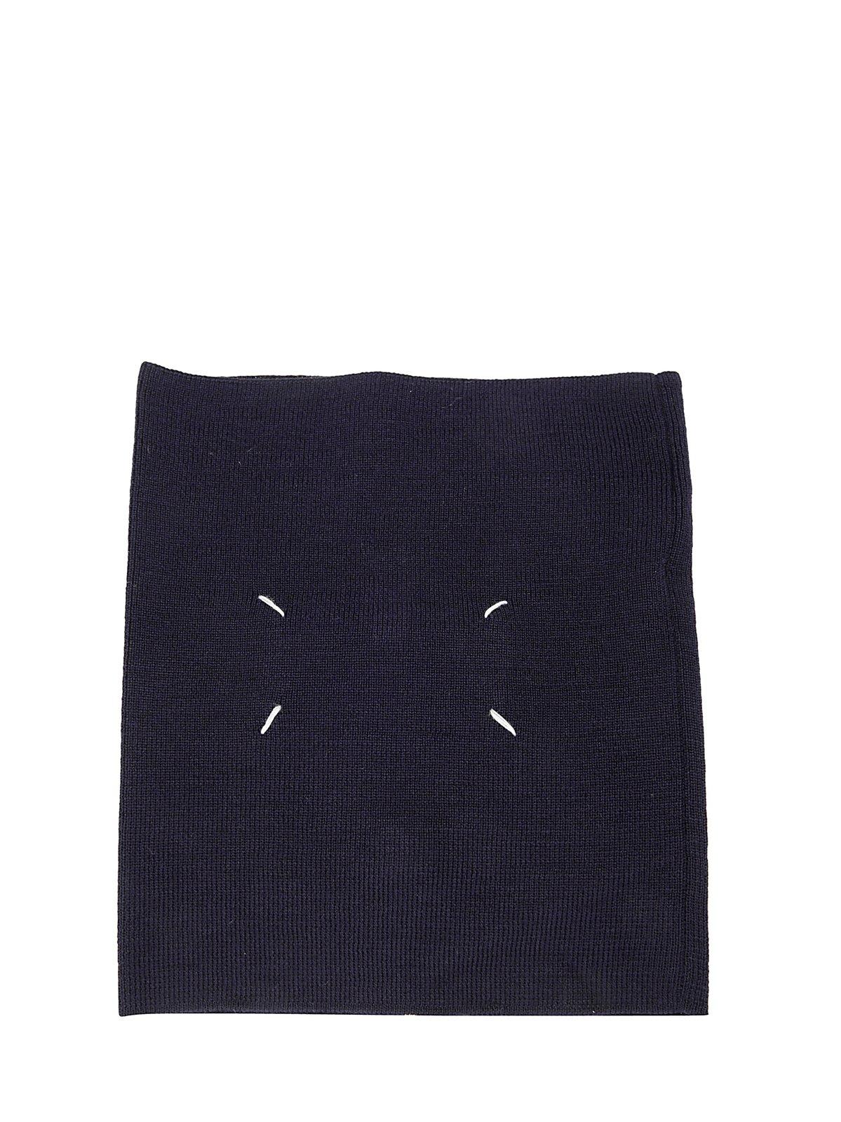 Shop Maison Margiela Knitted Scarf In Navy