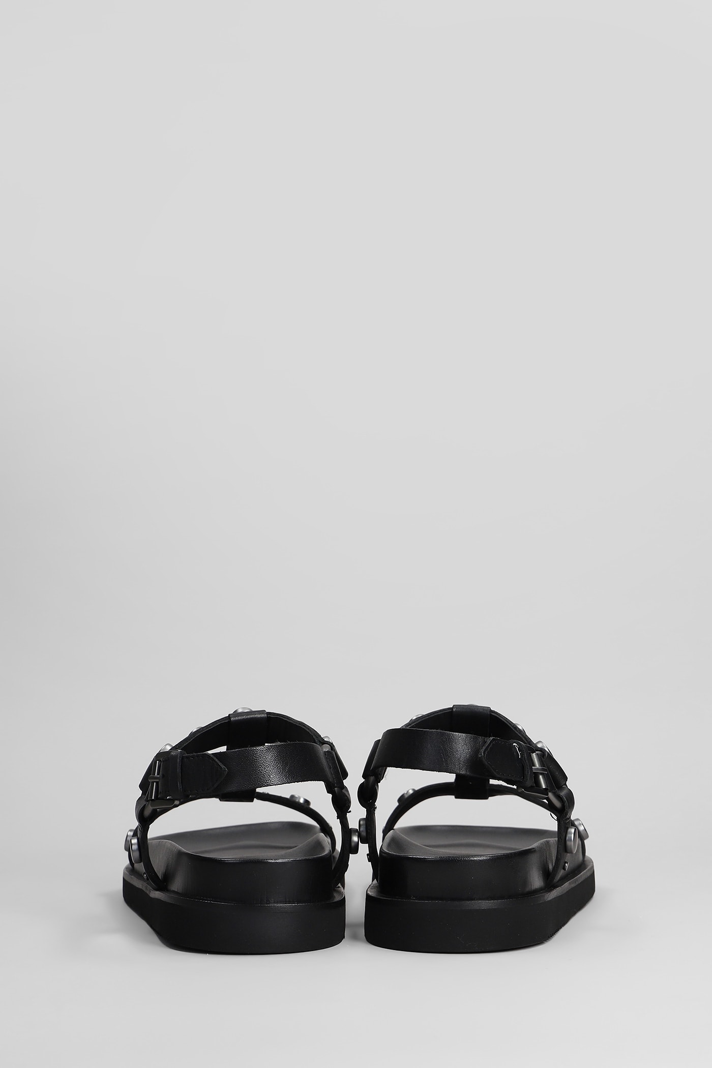 Ash Studded Open Toe Lace-up Rubber Sole In Black